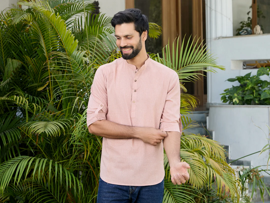 Men Brown Pure Cotton Short Kurta - Image 13