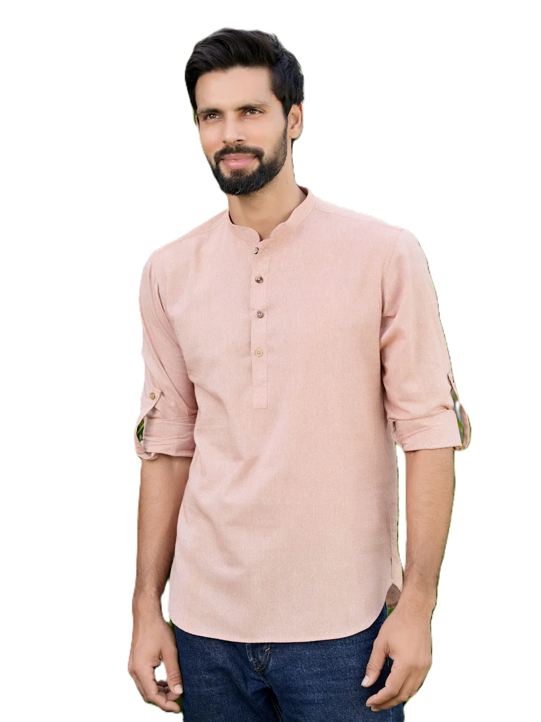 Men Brown Pure Cotton Short Kurta - Image 14