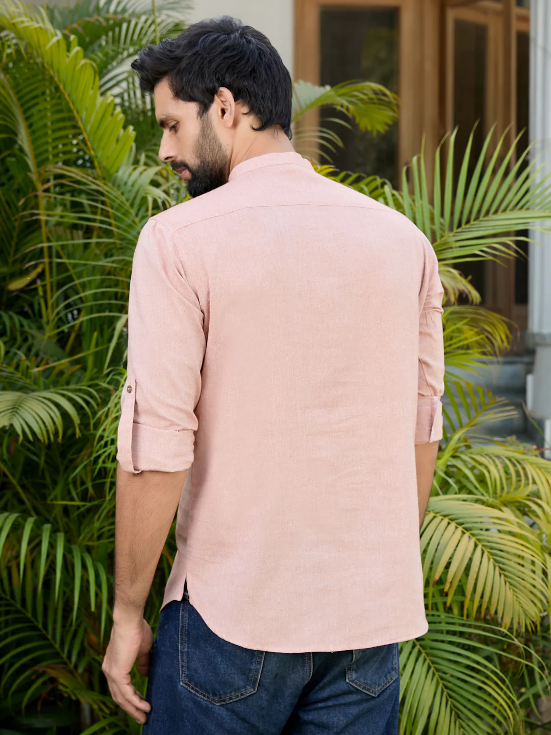 Men Brown Pure Cotton Short Kurta - Image 5