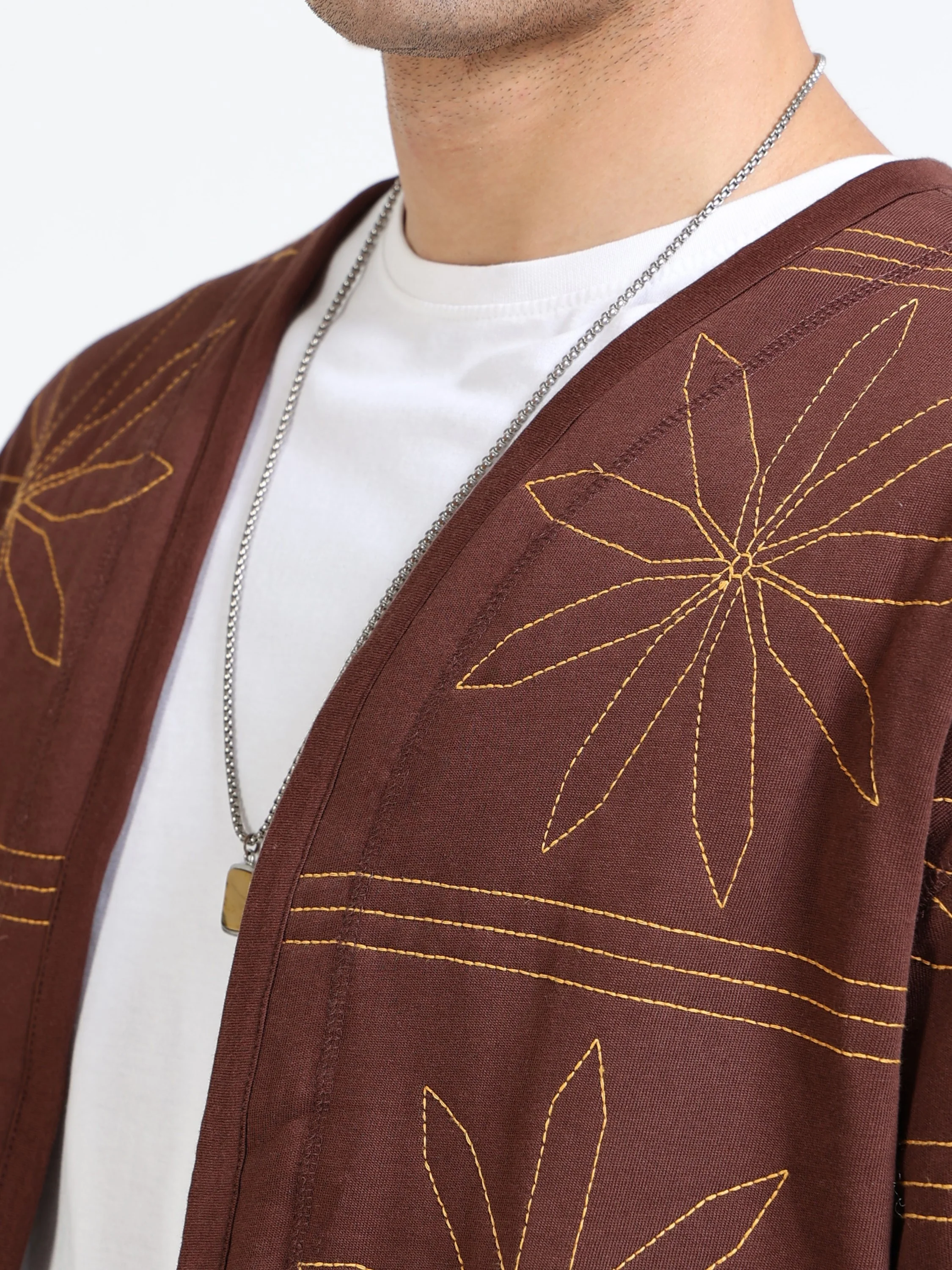 Men Brown Quilted Jacket - Image 3