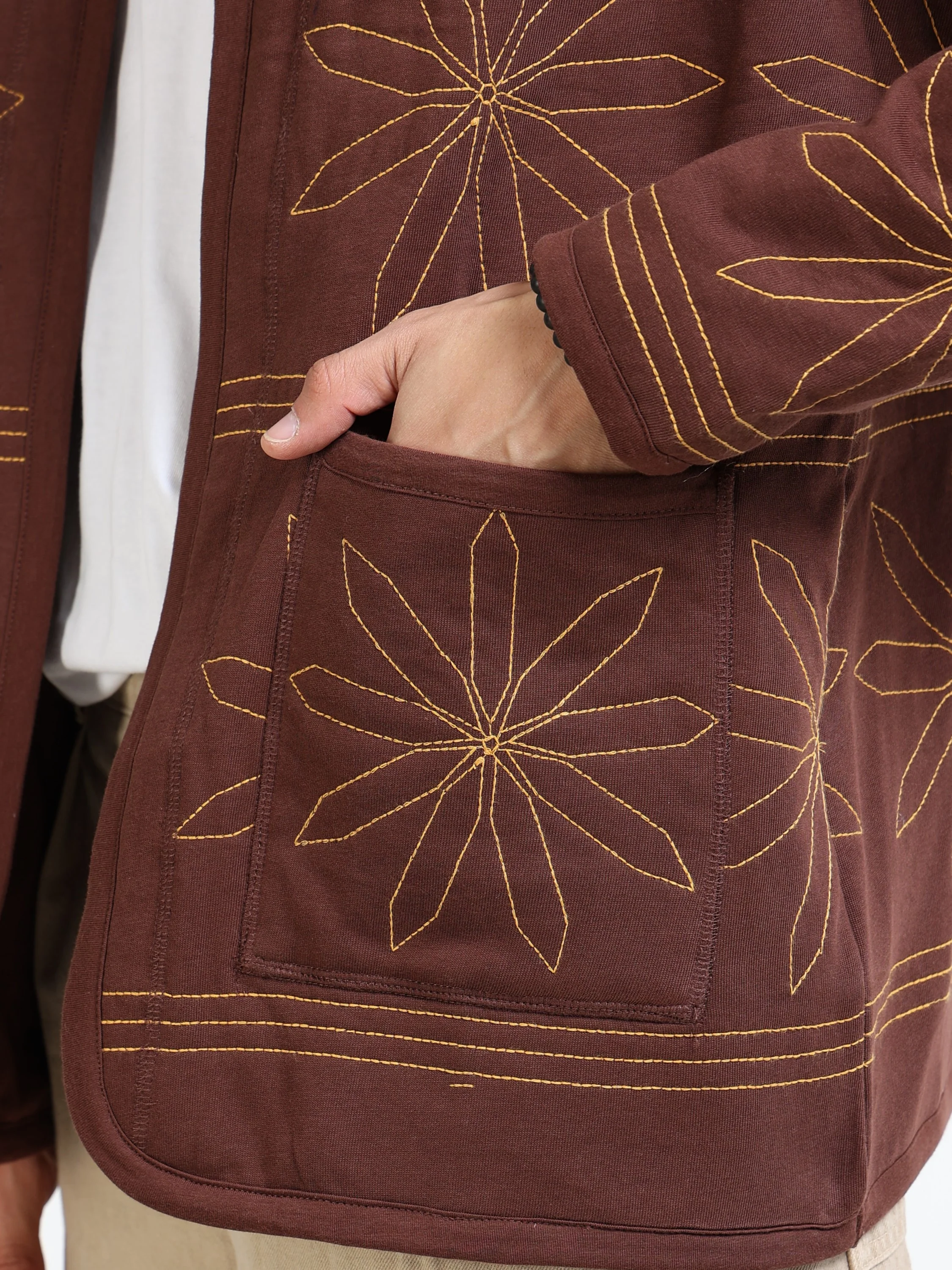 Men Brown Quilted Jacket - Image 4