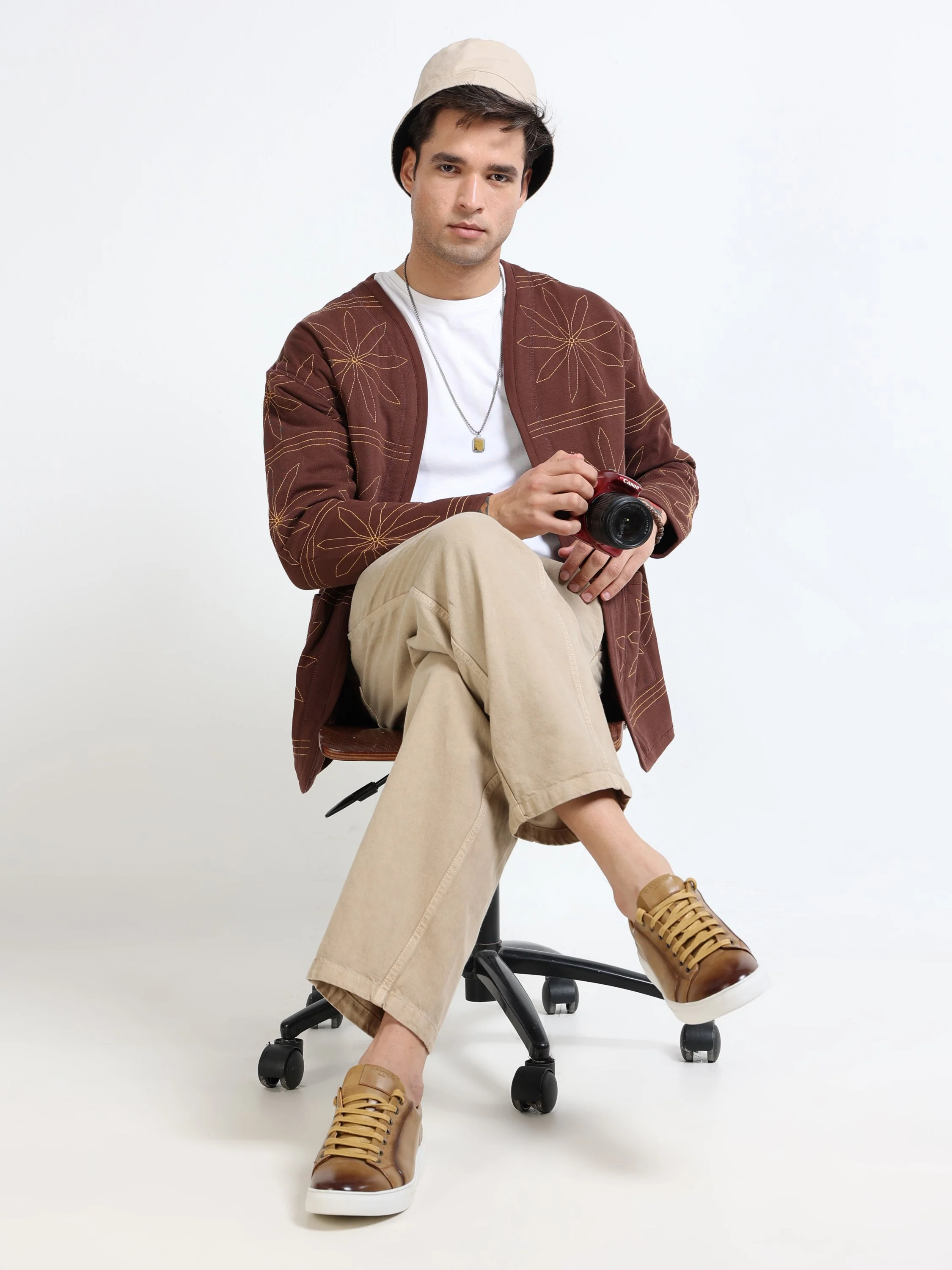 Men Brown Quilted Jacket - Image 5