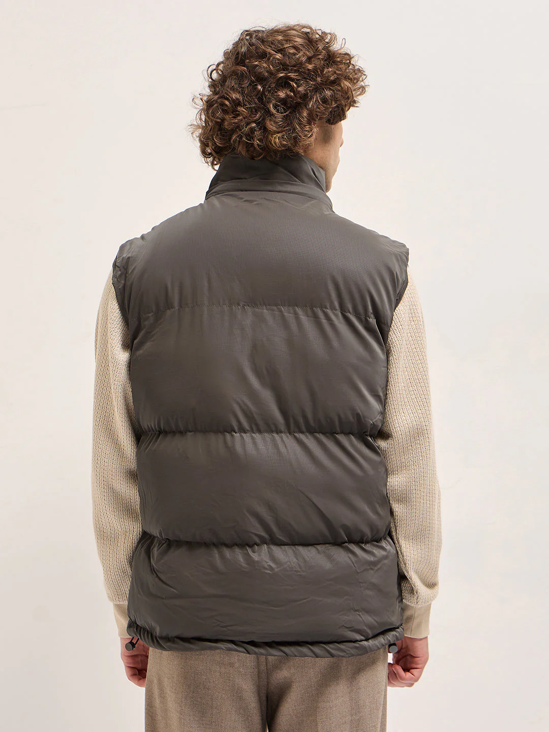 Men Brown Quilted Sleeveless Jacket - Image 2
