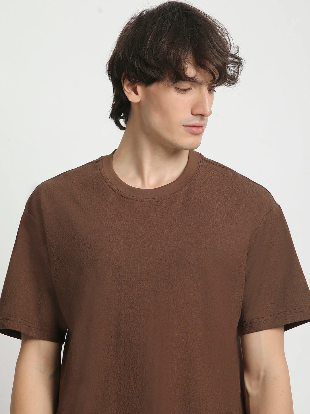 Men Brown Regular Fit Crew Neck T-Shirt