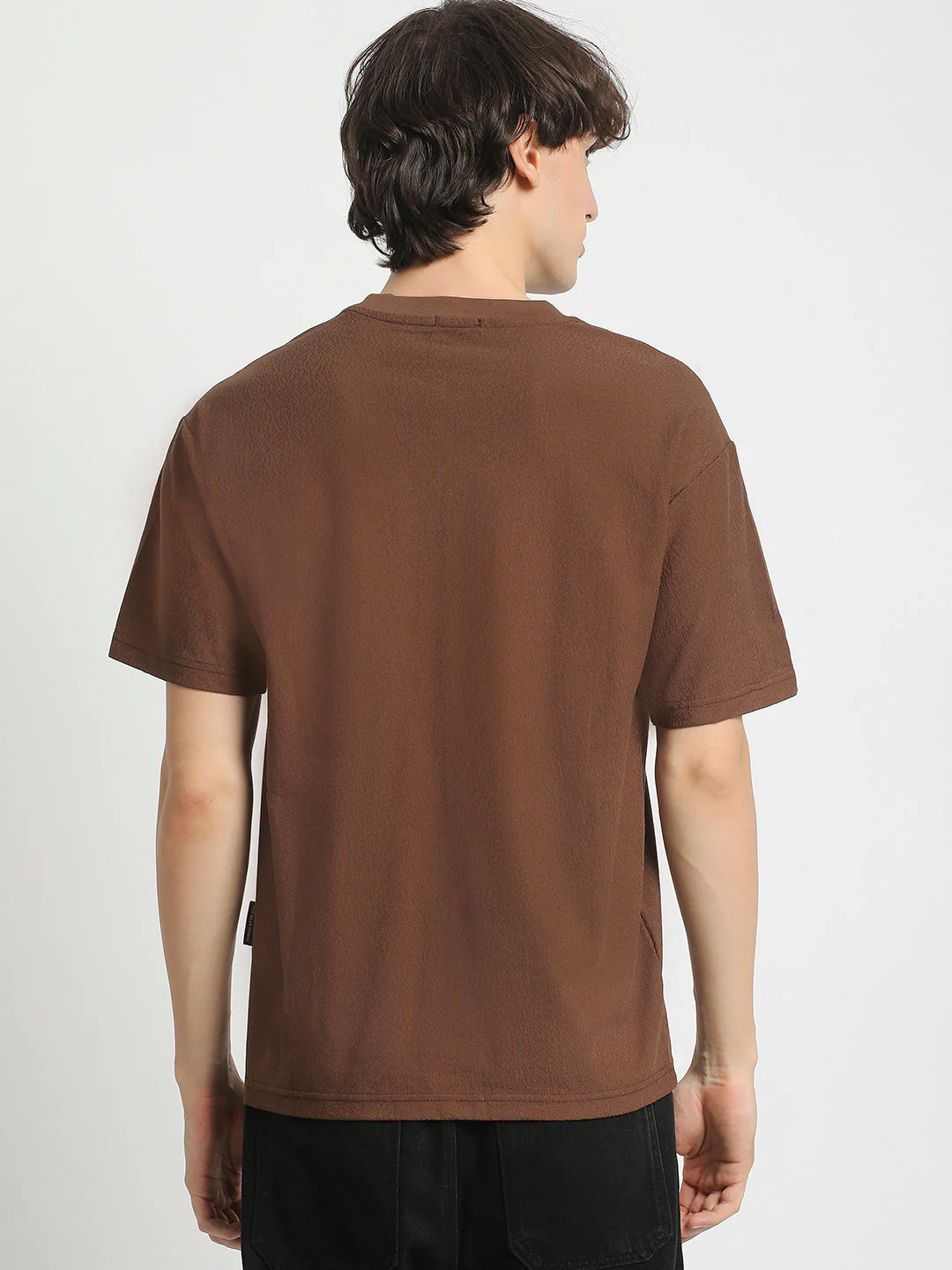 Men Brown Regular Fit Crew Neck T-Shirt - Image 4