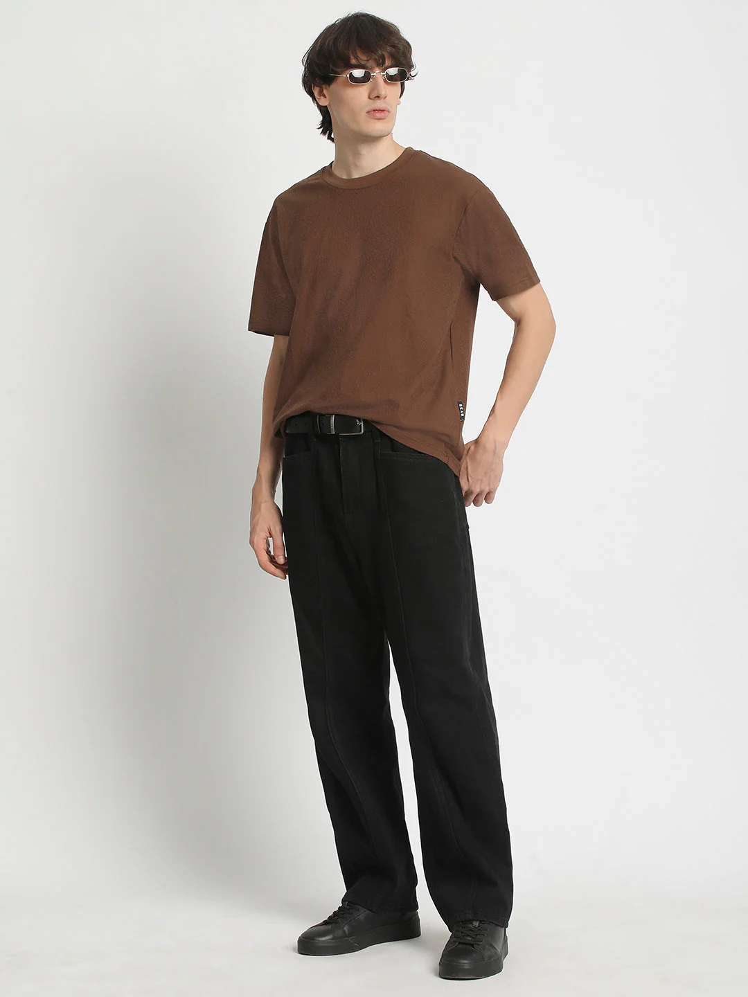 Men Brown Regular Fit Crew Neck T-Shirt - Image 5