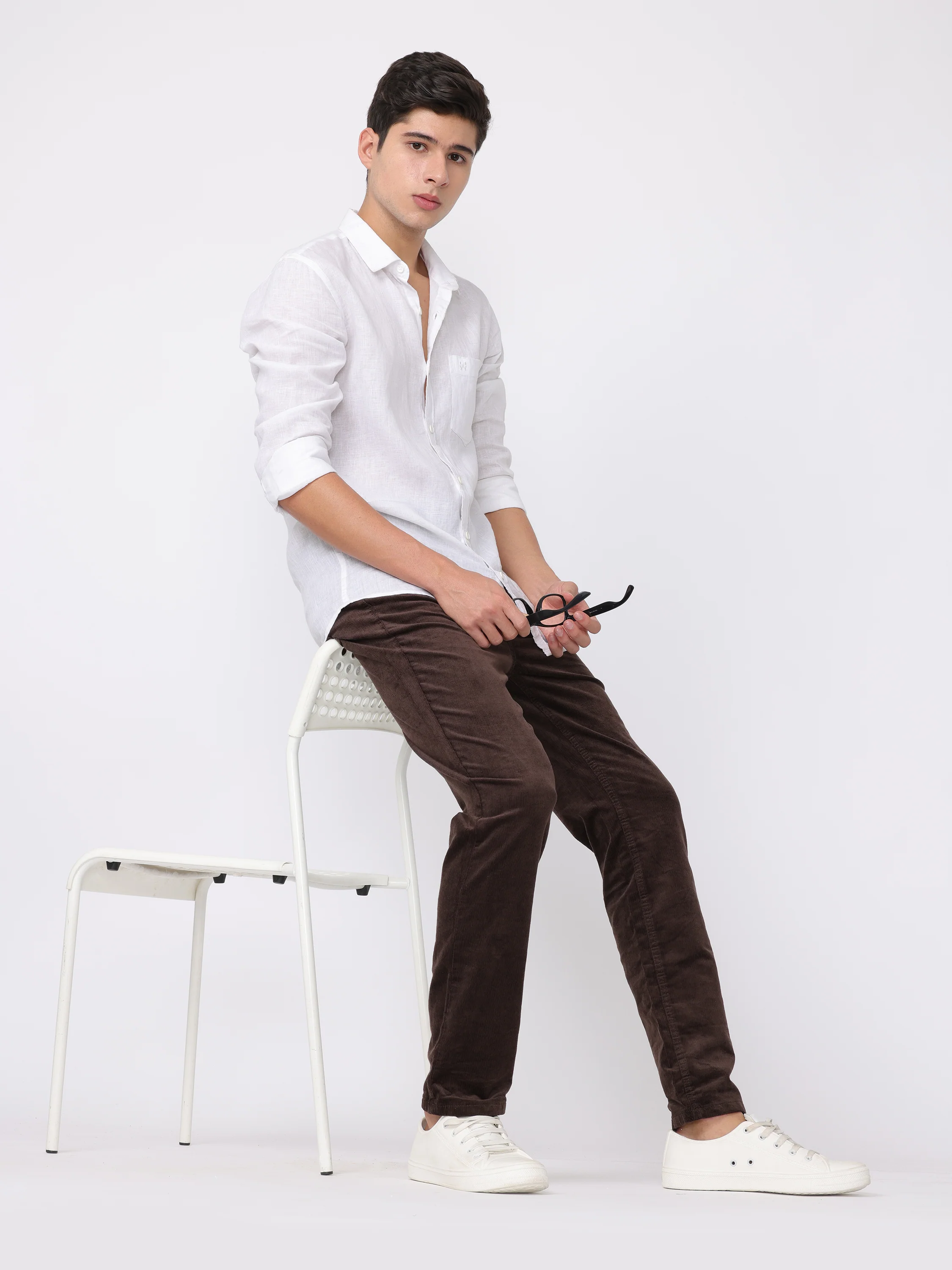 Men Brown Regular Fit Corduroy Trousers - Image 2