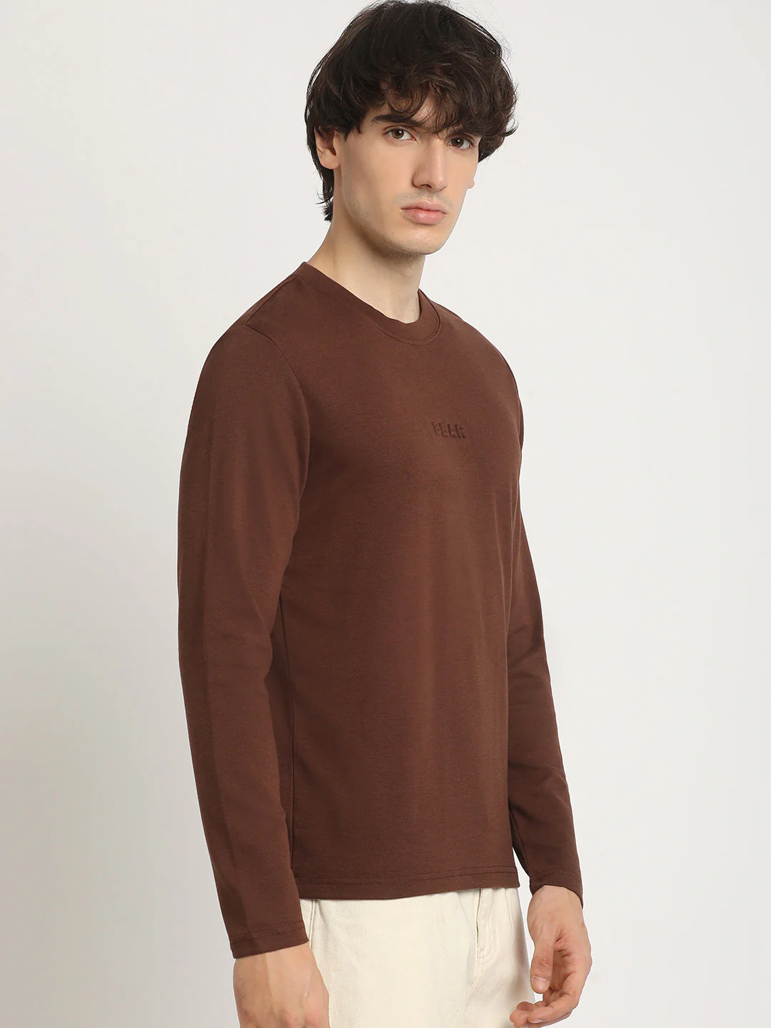 Men Brown Regular Fit Round Neck T-Shirt - Image 3