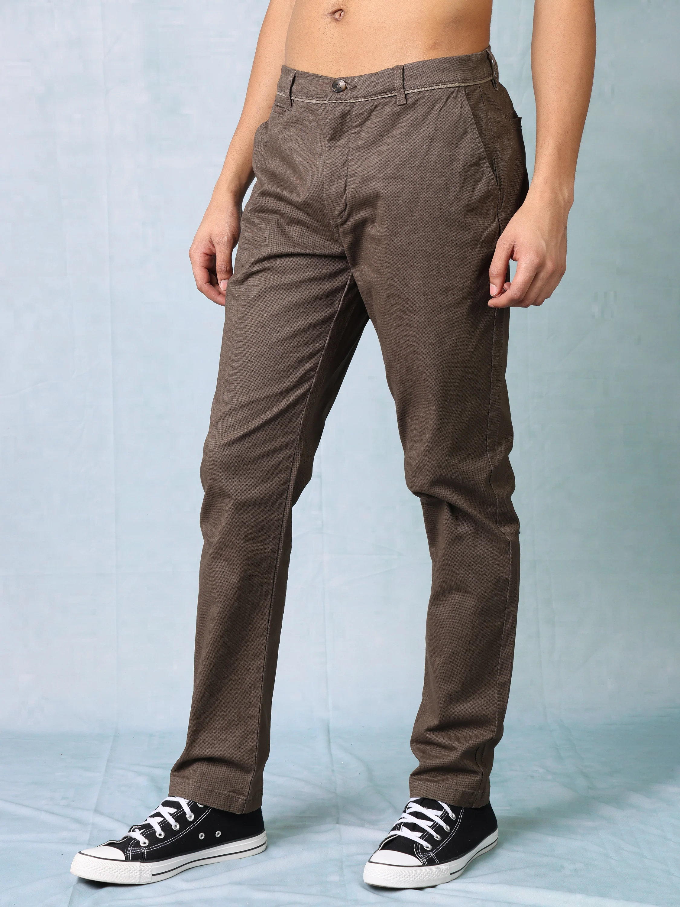 Men Brown Regular Fit Corduroy Pants - Image 3
