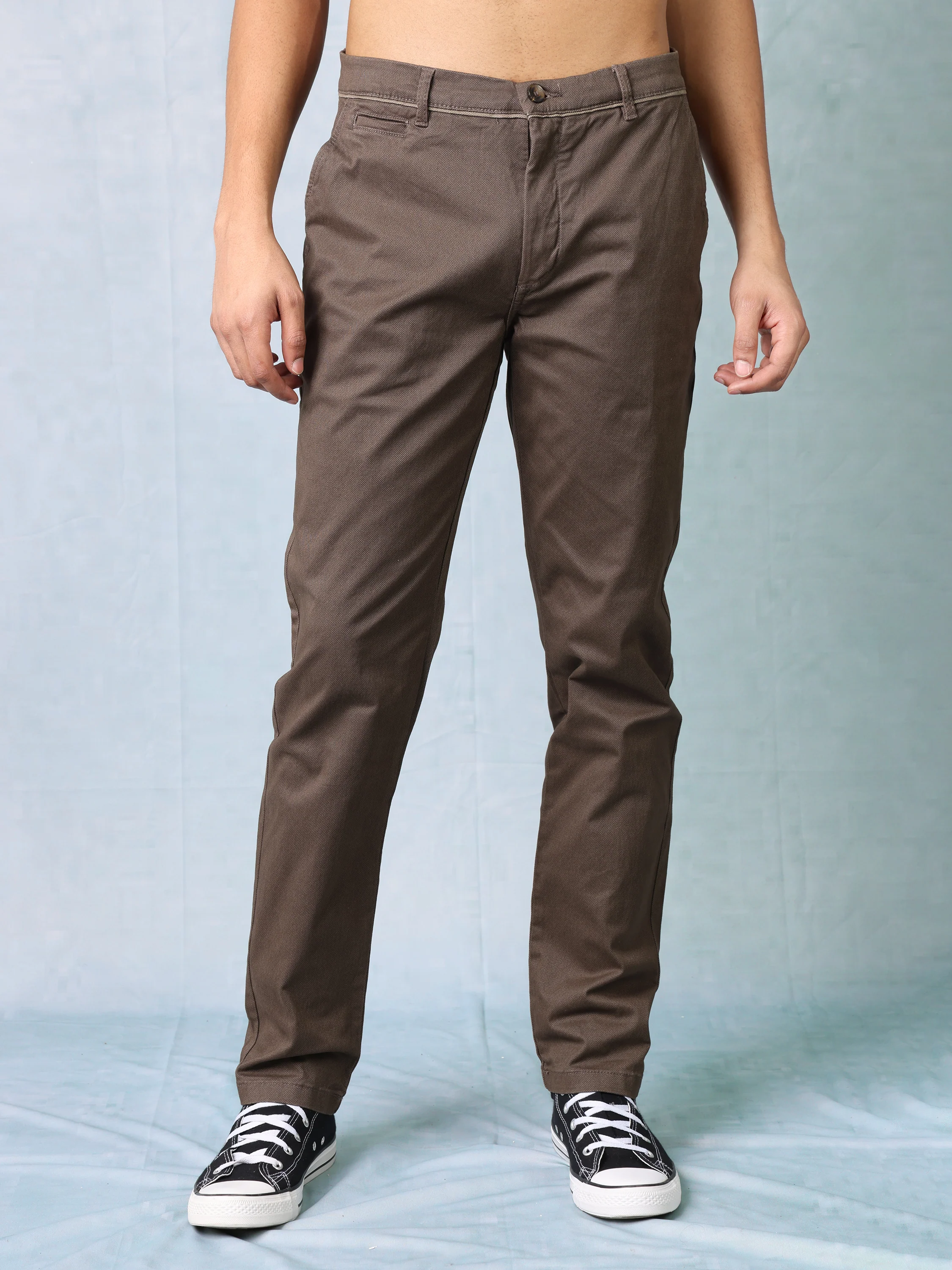 Men Brown Regular Fit Corduroy Pants - Image 5