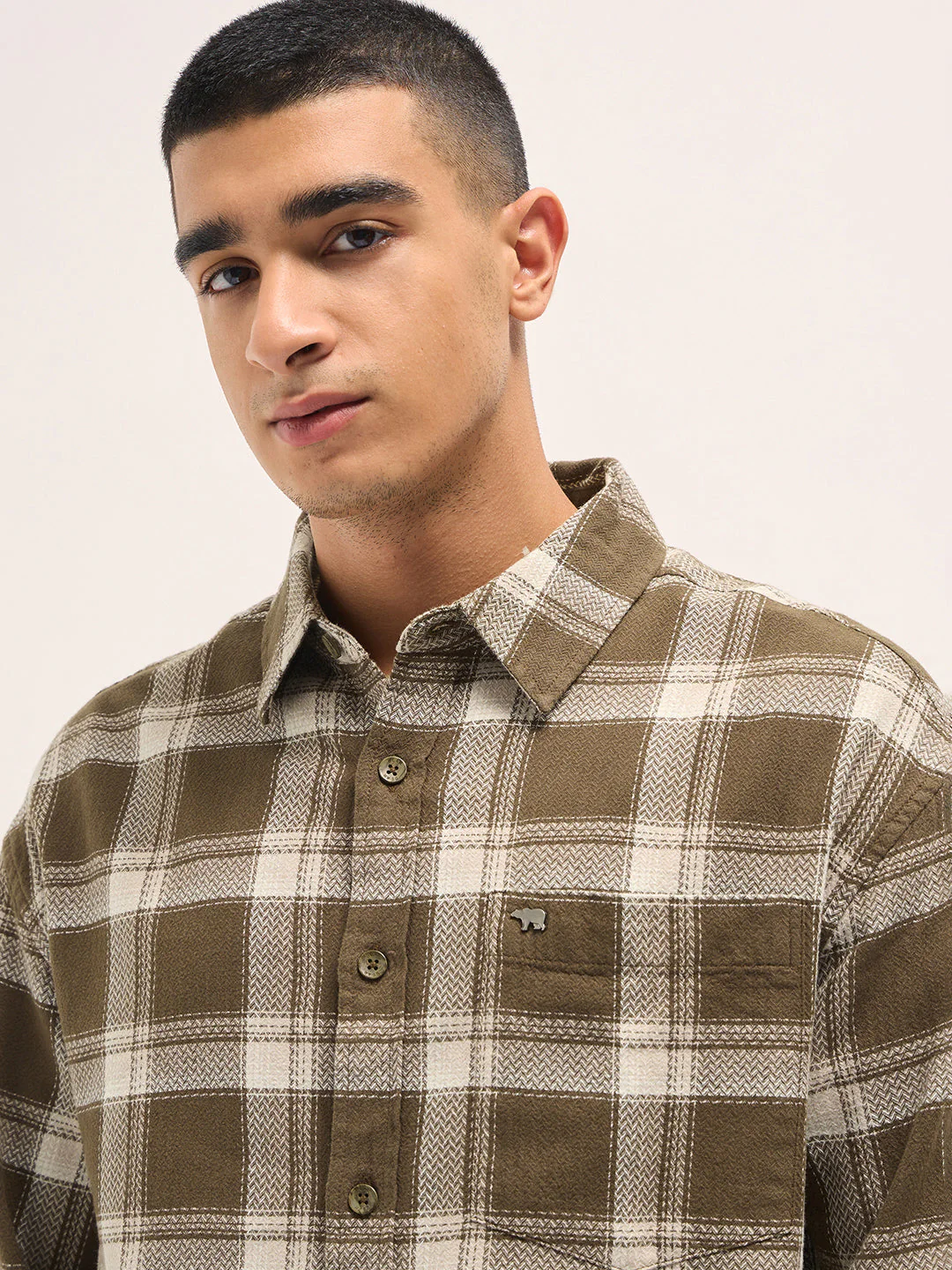 Men Brown Relax Fit Overshirt - Image 5