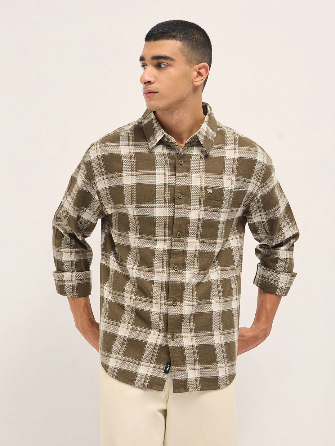 Men Brown Relax Fit Overshirt - Image 6