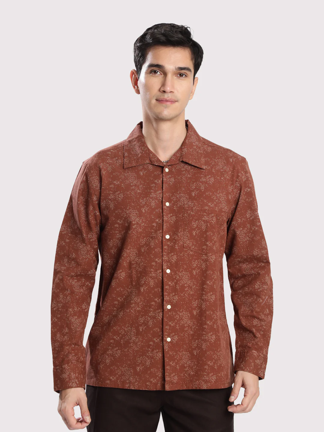 Men Brown Relax Fit Printed Shirt