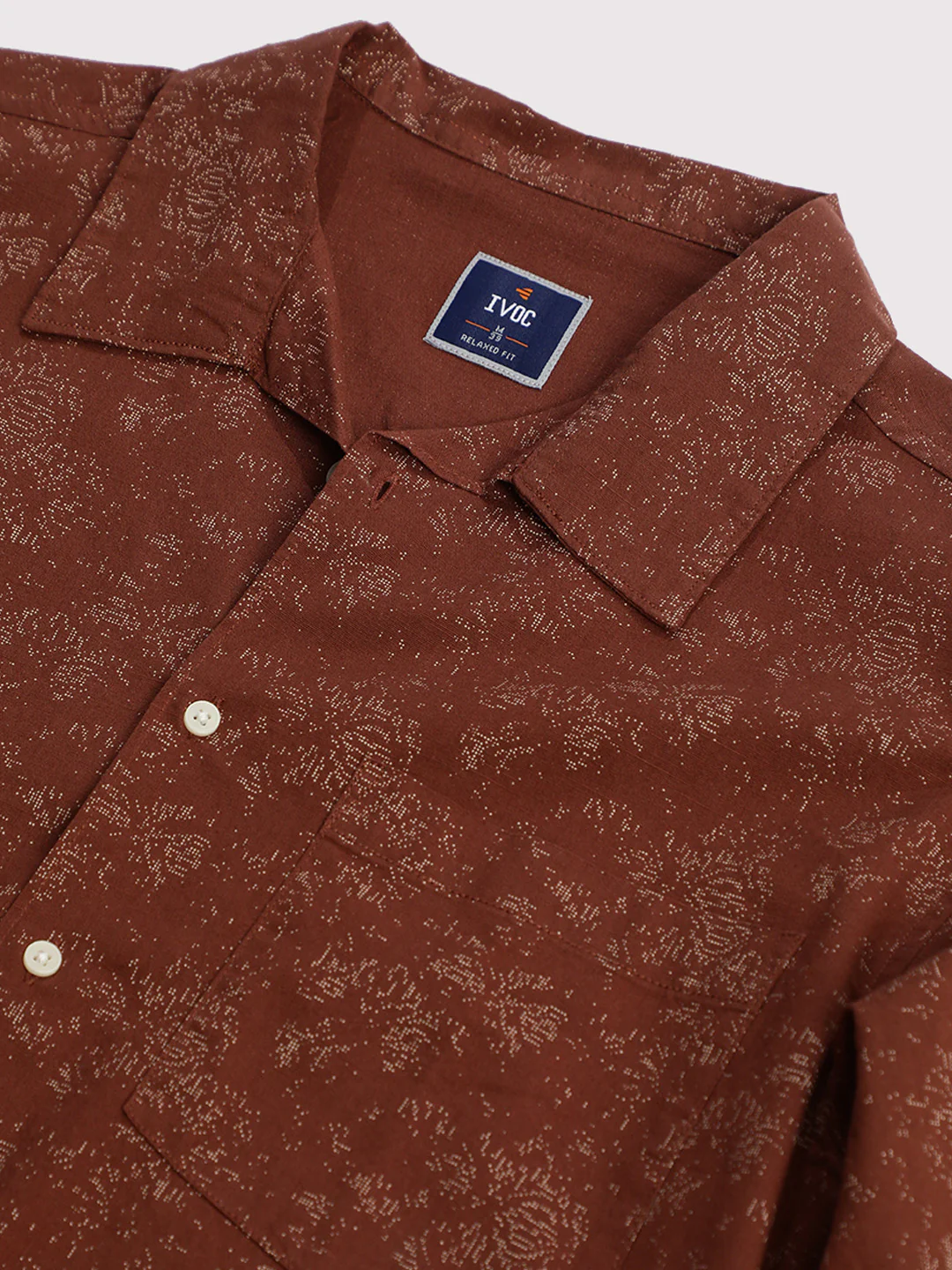 Men Brown Relax Fit Printed Shirt - Image 6