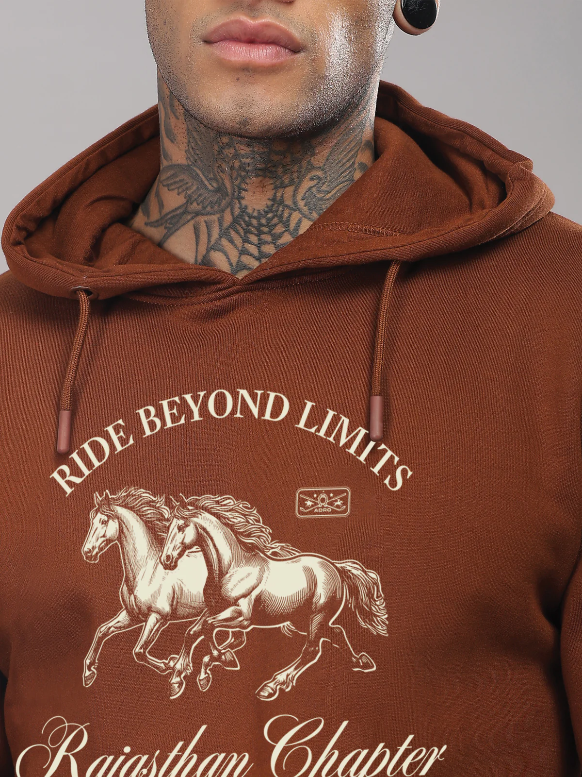 Men Brown Printed Hoodie - Image 2