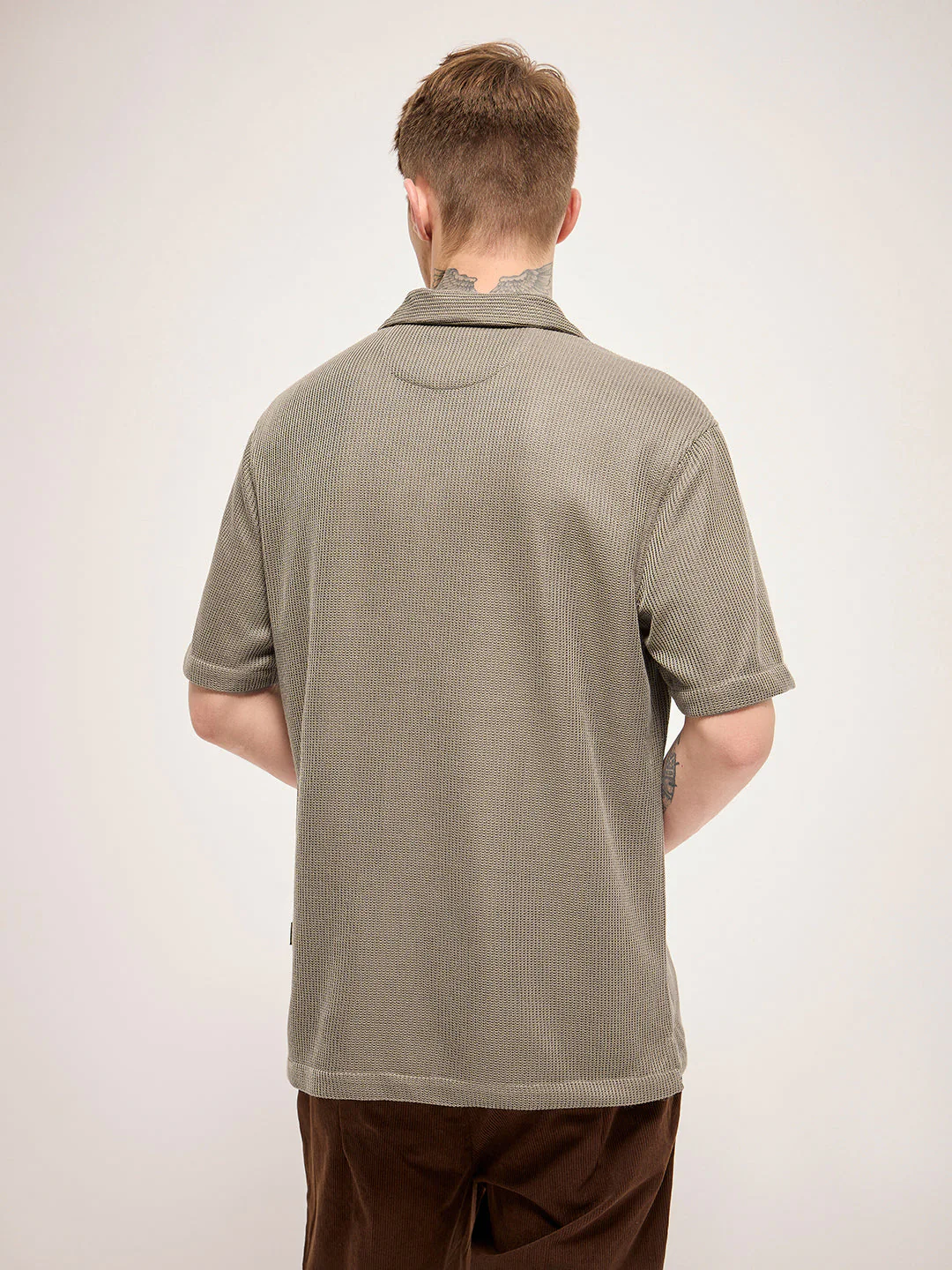 Men Brown Self Design Regular Fit Casual Shirt - Image 2