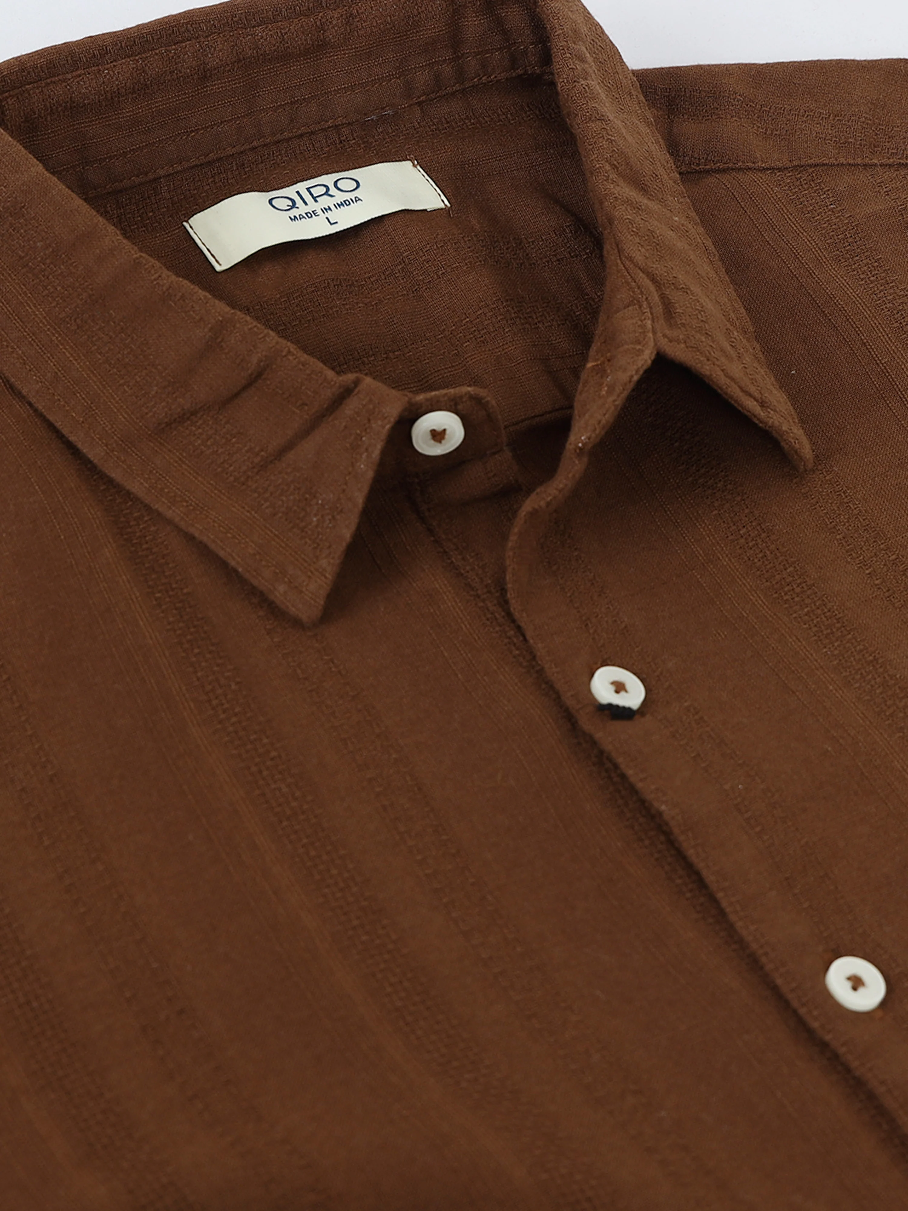 Men Brown Self Design Shirt - Image 3