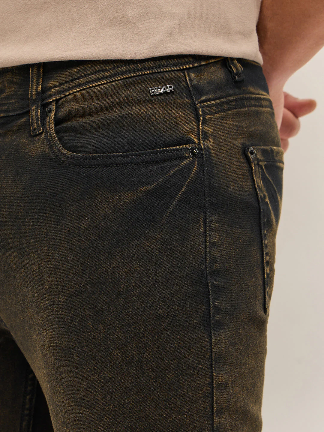 Men Brown Shaded Mid-Rise Skinny Fit Jeans - Image 5