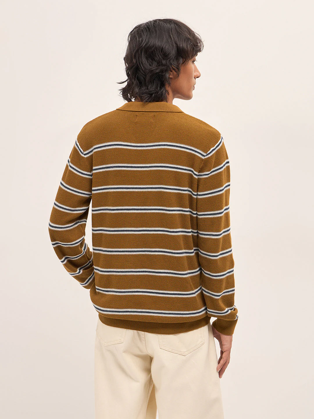 Men Brown Slim Fit Flat Knit Polo - Image 2
