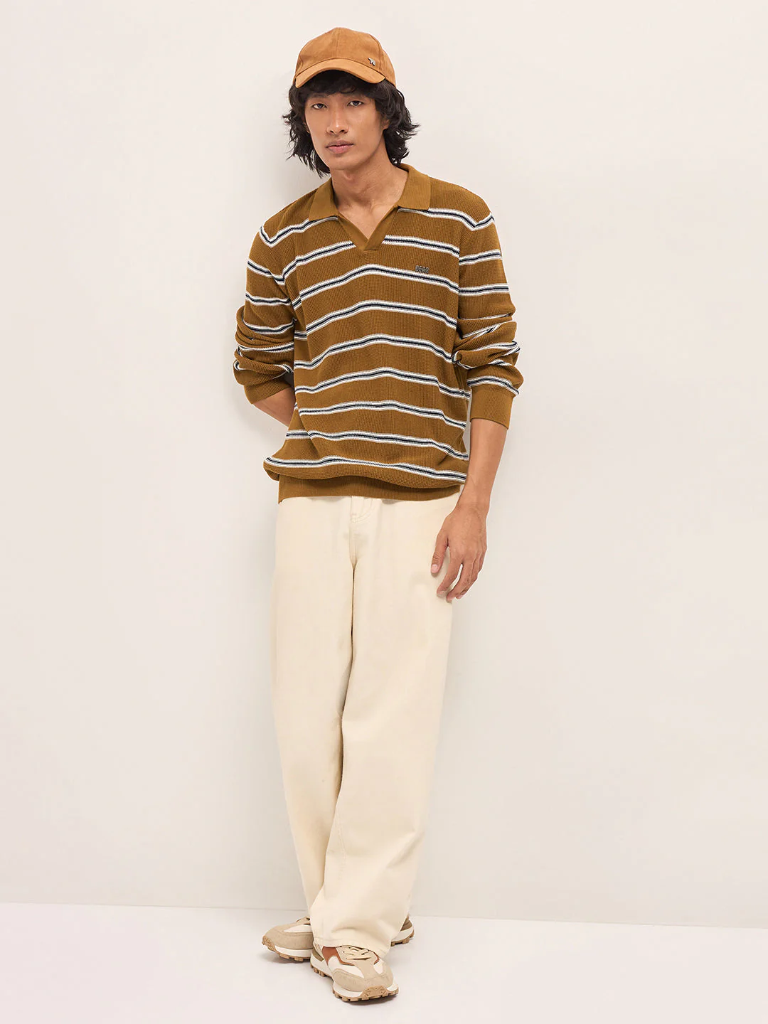 Men Brown Slim Fit Flat Knit Polo - Image 4