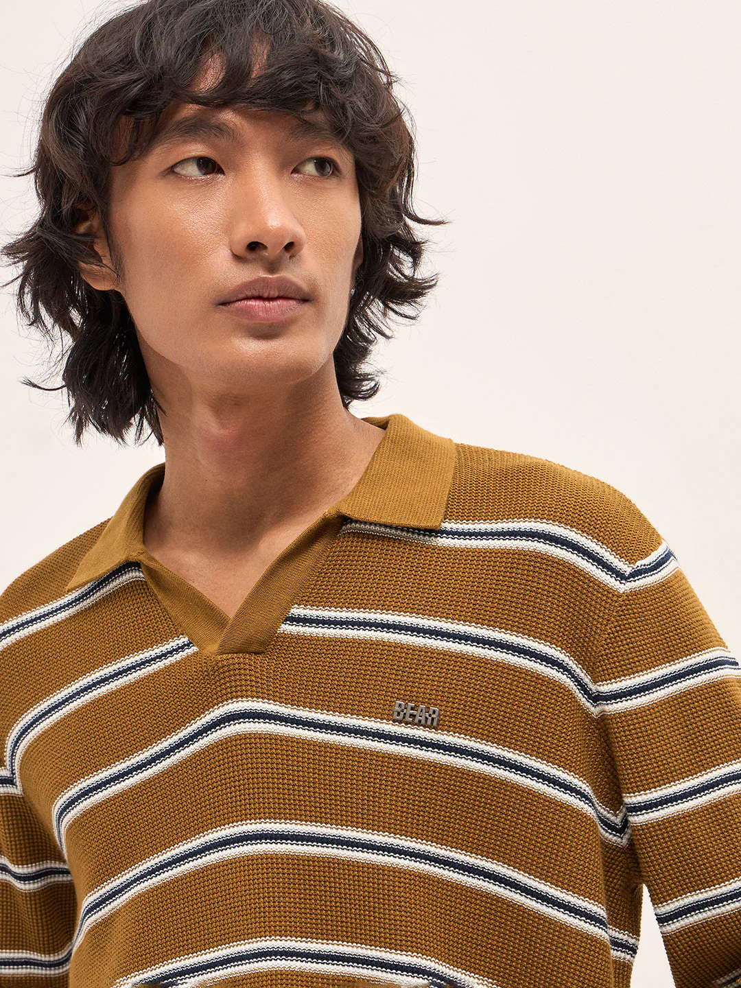 Men Brown Slim Fit Flat Knit Polo - Image 5