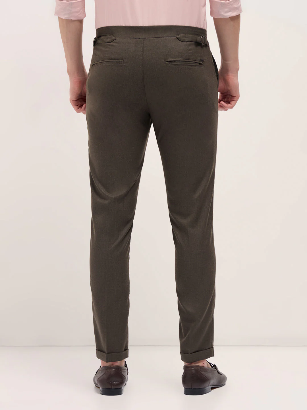 Men Brown Slim Fit Formal Trouser - Image 2