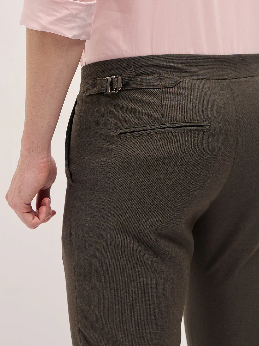 Men Brown Slim Fit Formal Trouser - Image 5
