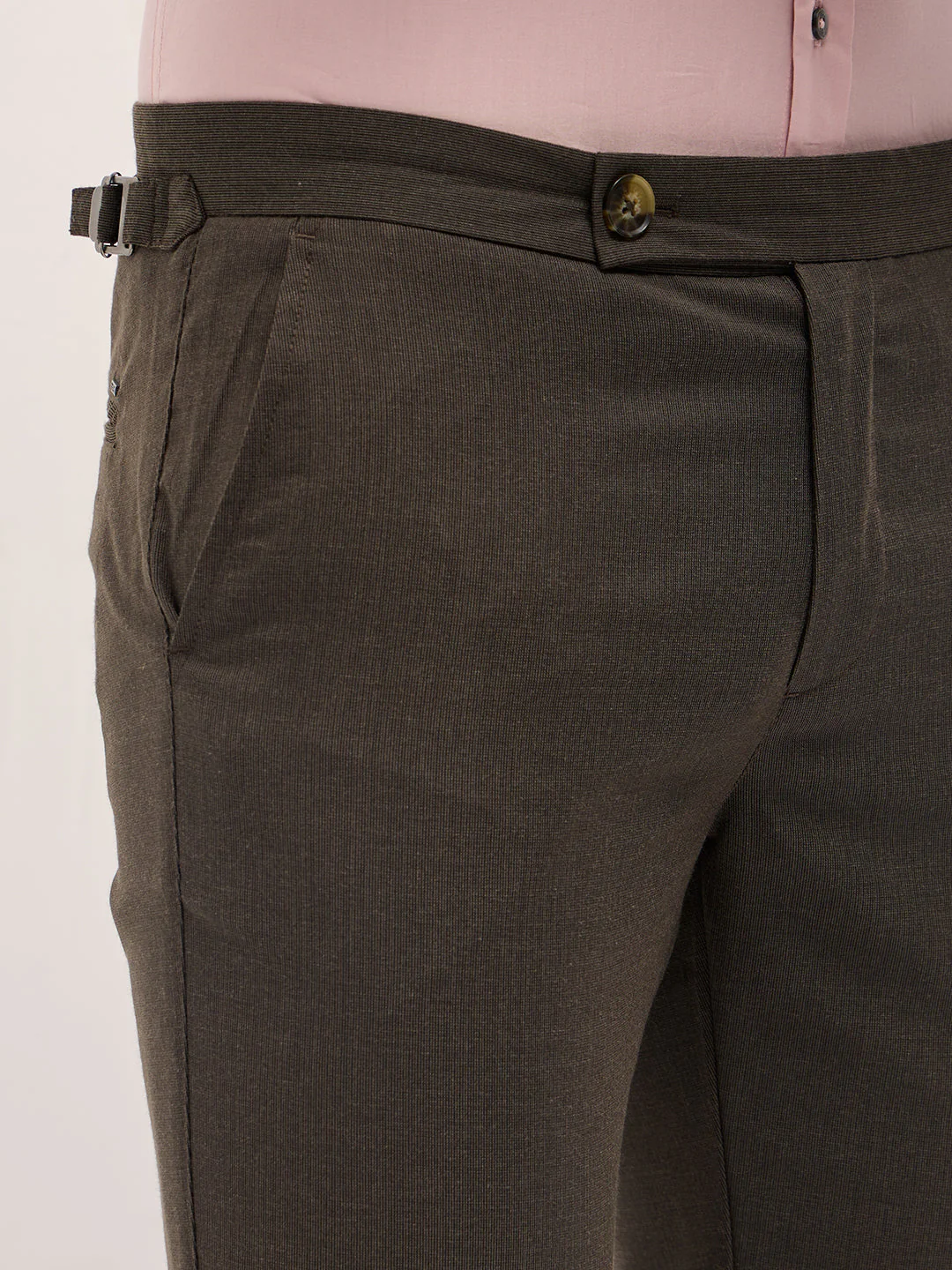 Men Brown Slim Fit Formal Trouser - Image 6