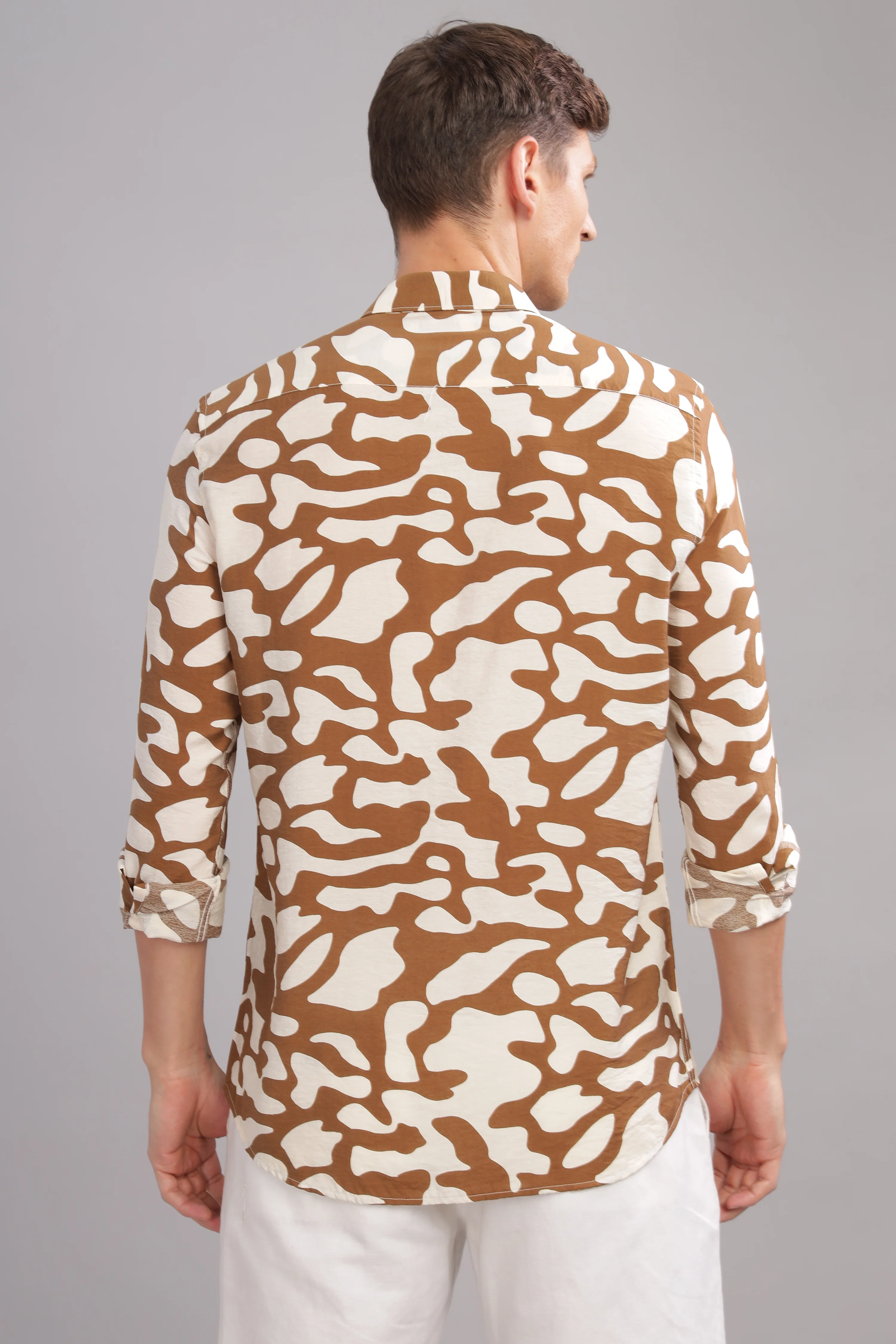 Men Brown Slim Fit Shirt - Image 3