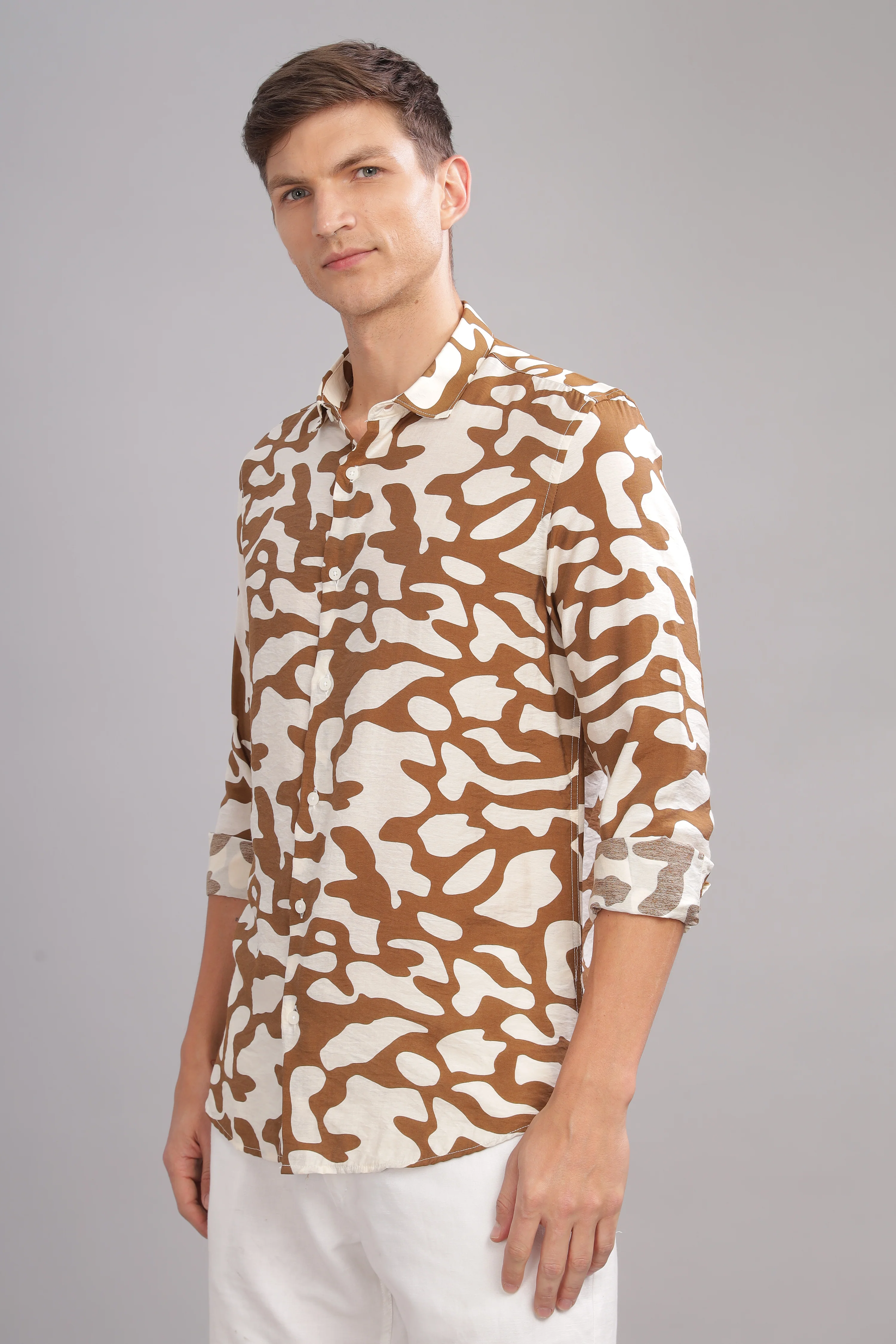 Men Brown Slim Fit Shirt - Image 4