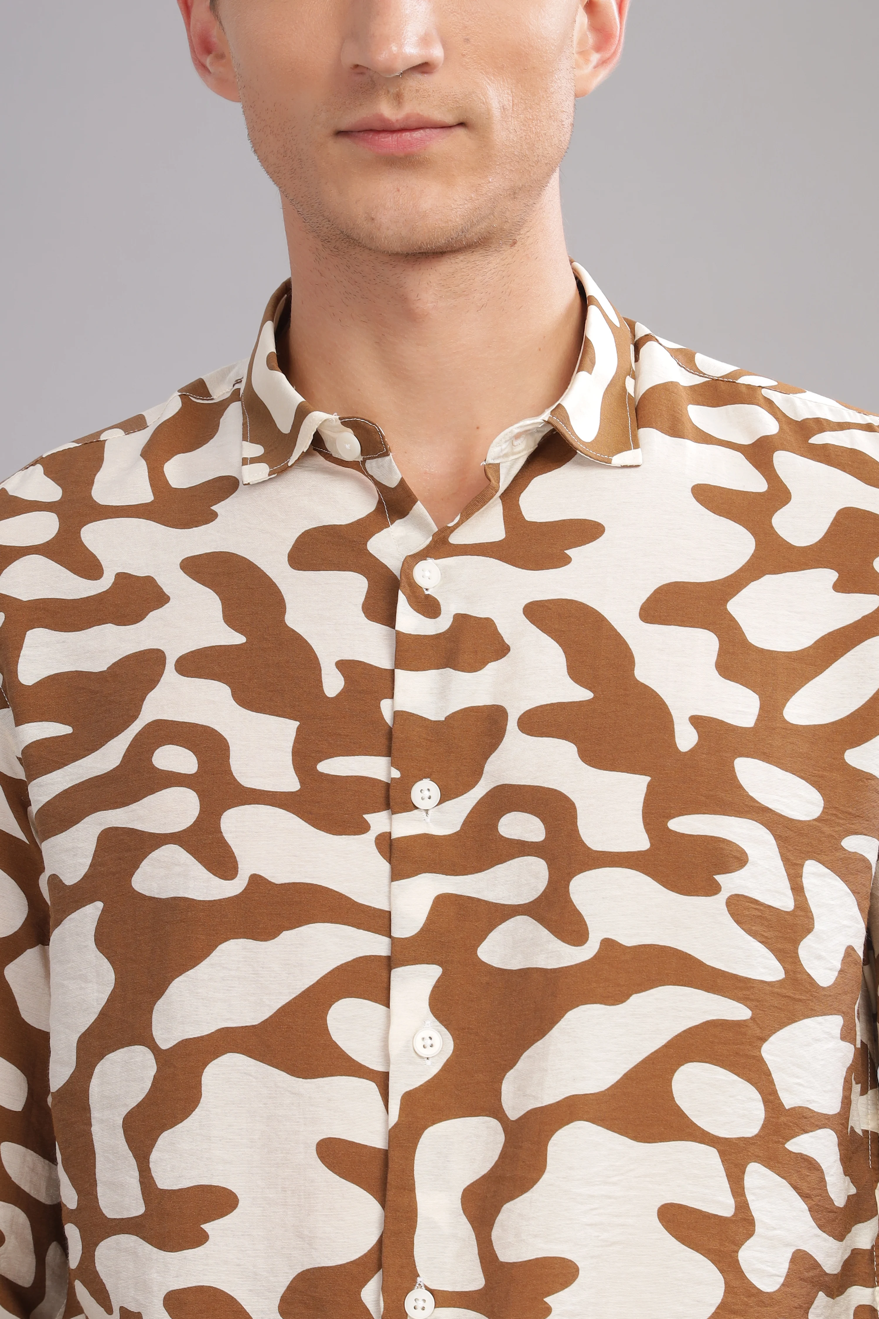Men Brown Slim Fit Shirt - Image 5