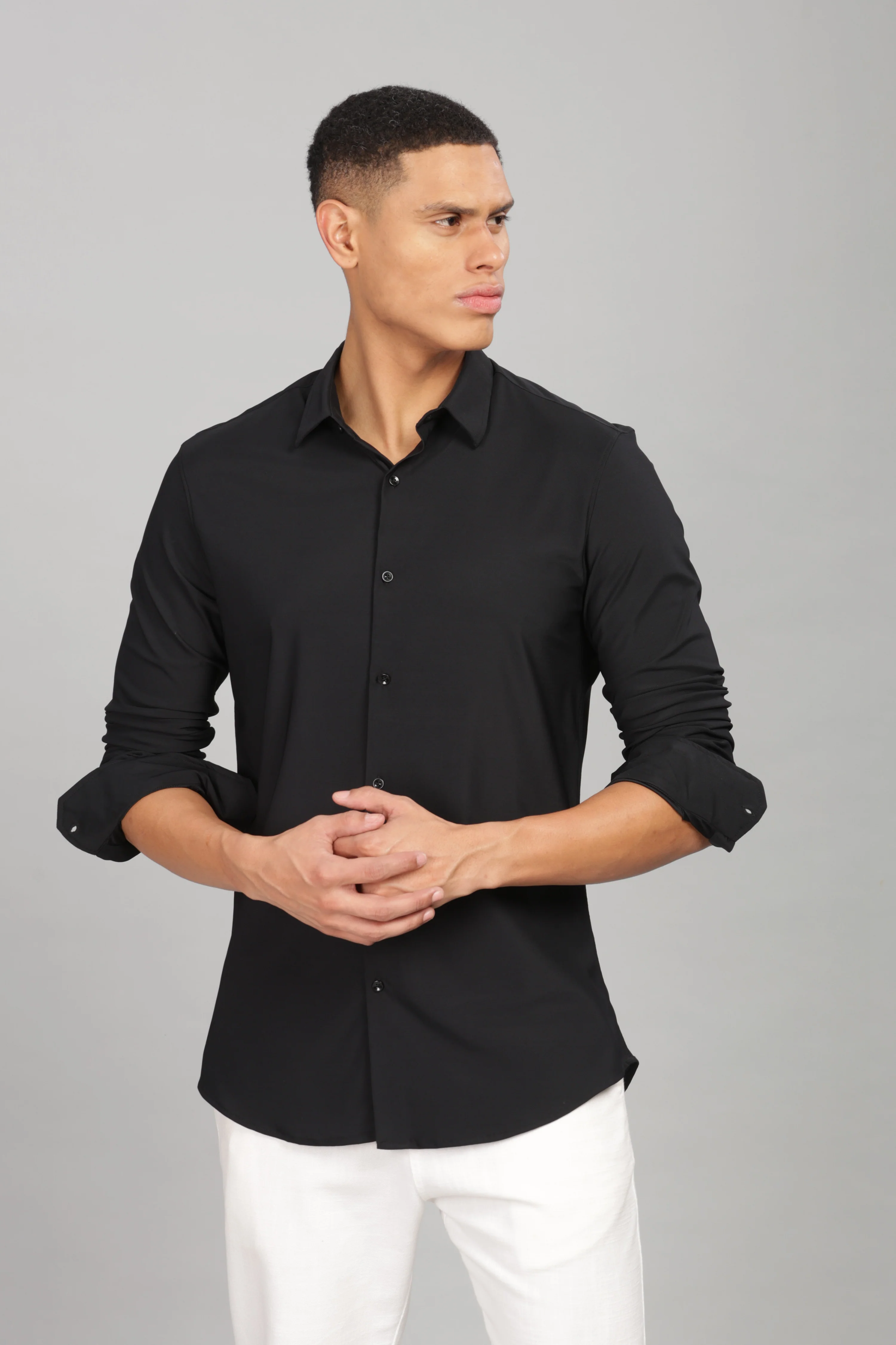 Men Black Slim Fit Shirt - Image 2