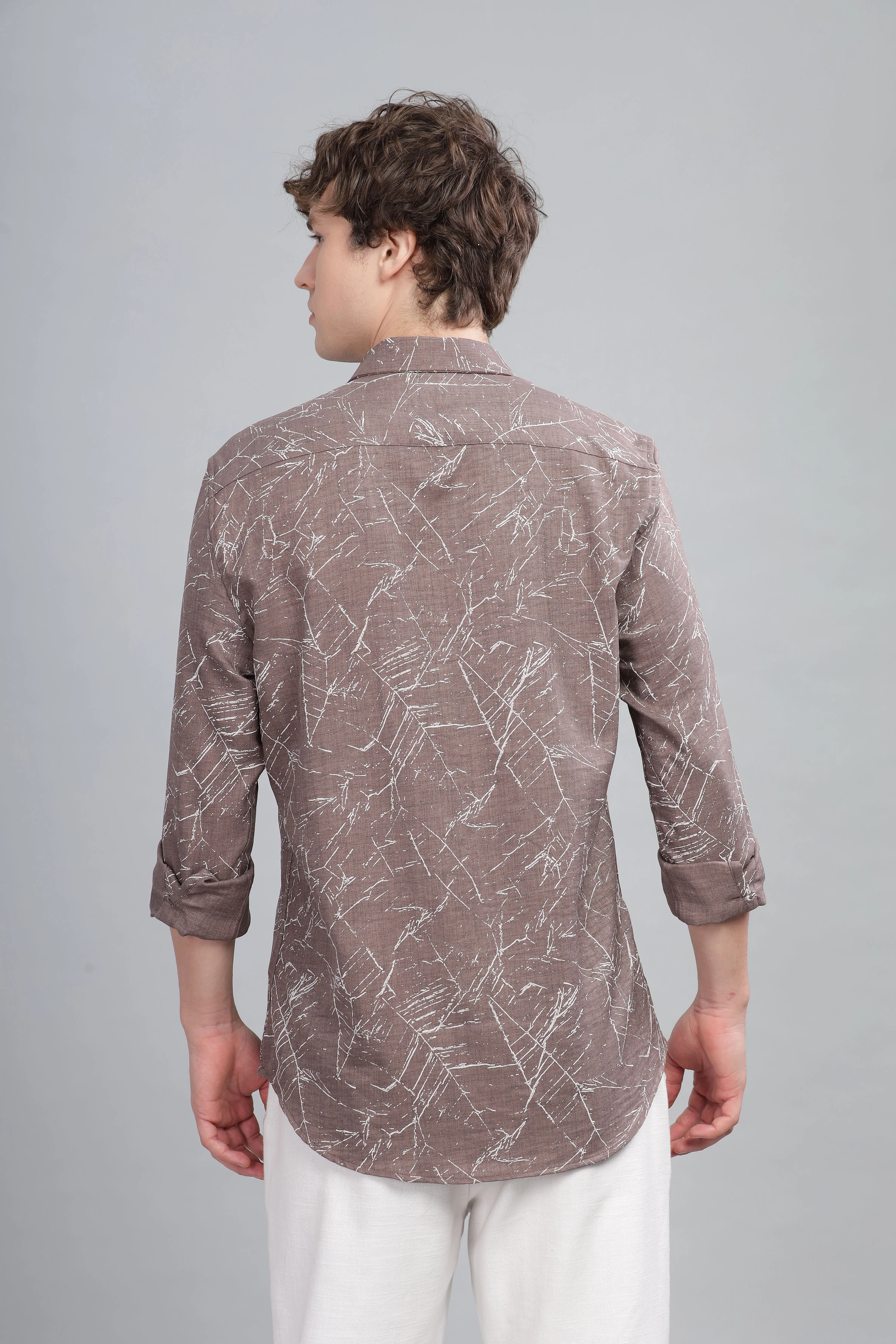 Men Brown Slim Fit Shirt - Image 3