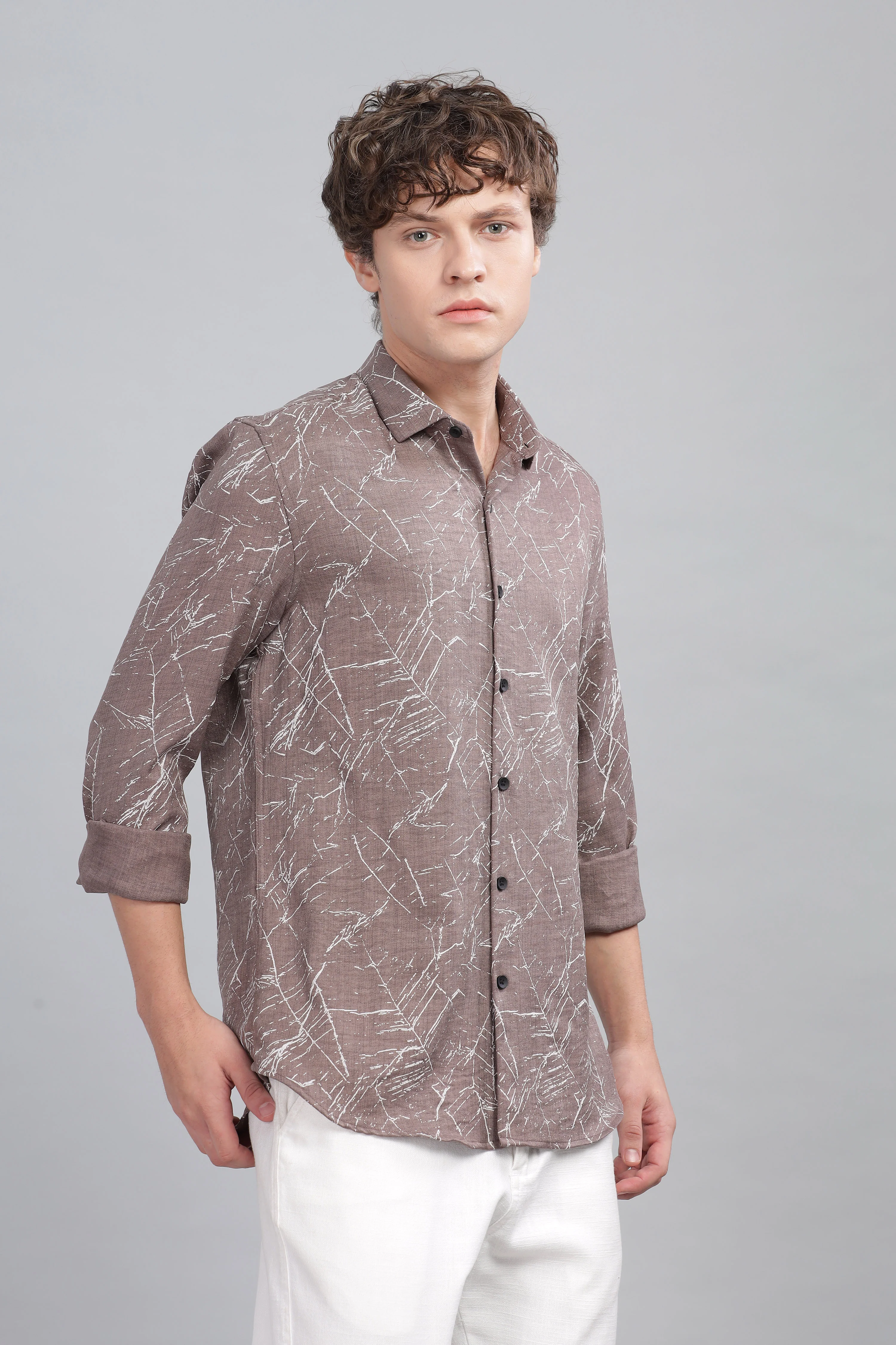 Men Brown Slim Fit Shirt - Image 5