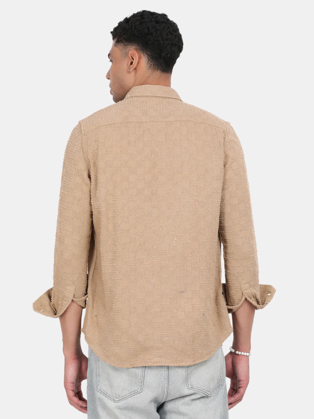 Men Brown Slim Fit Spread Collar Full Sleeve Casual Shirt - Image 3