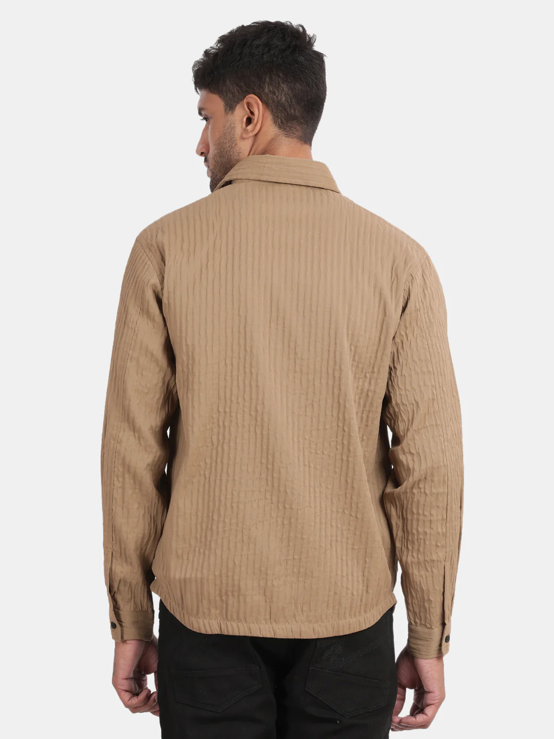 Men Brown Slim Fit Spread Collar Full Sleeve Casual Shirt - Image 3