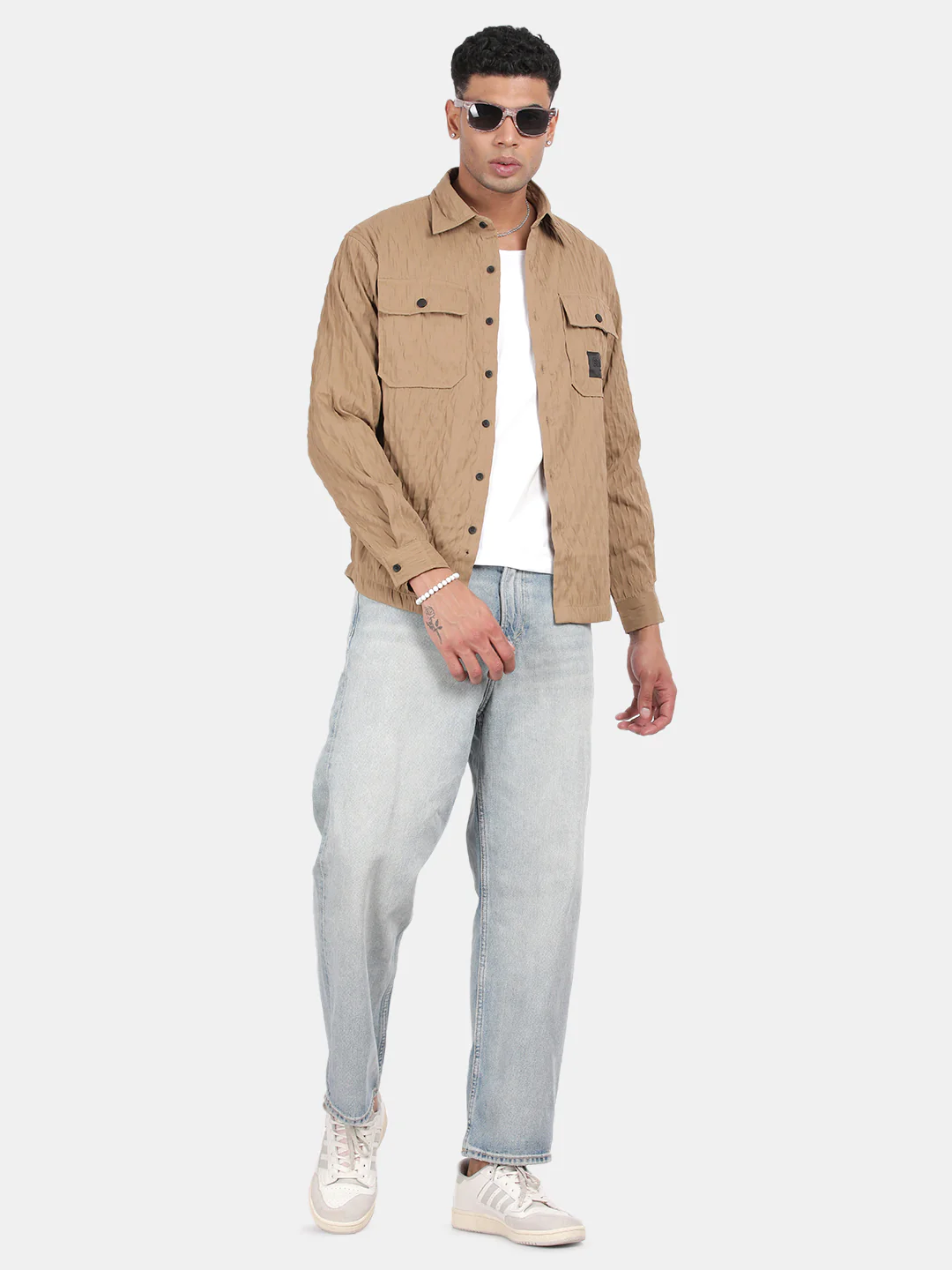 Men Brown Slim Fit Spread Collar Full Sleeve Casual Shirt - Image 4