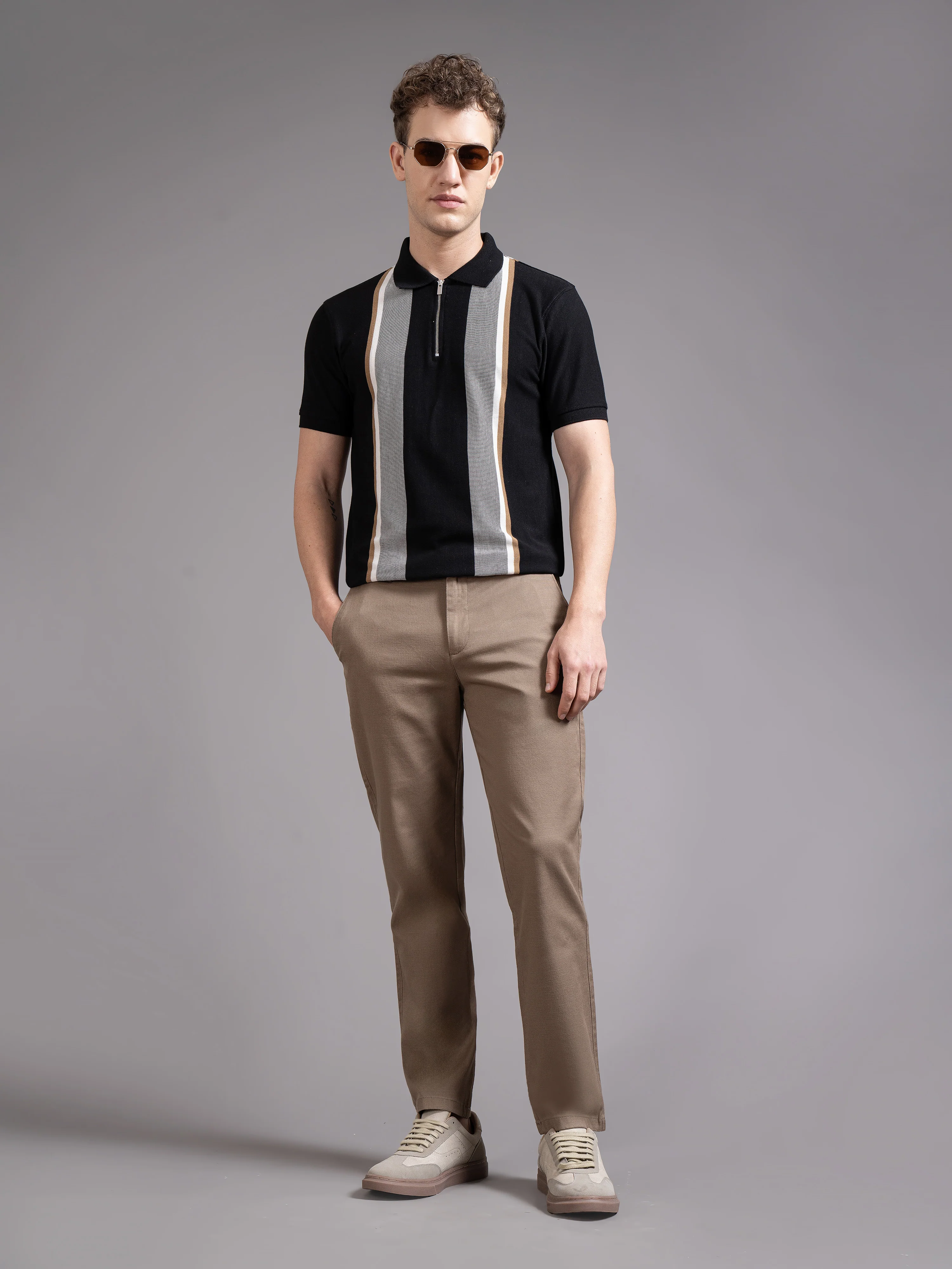Men Brown Smart Slim Fit Chinos - Image 2