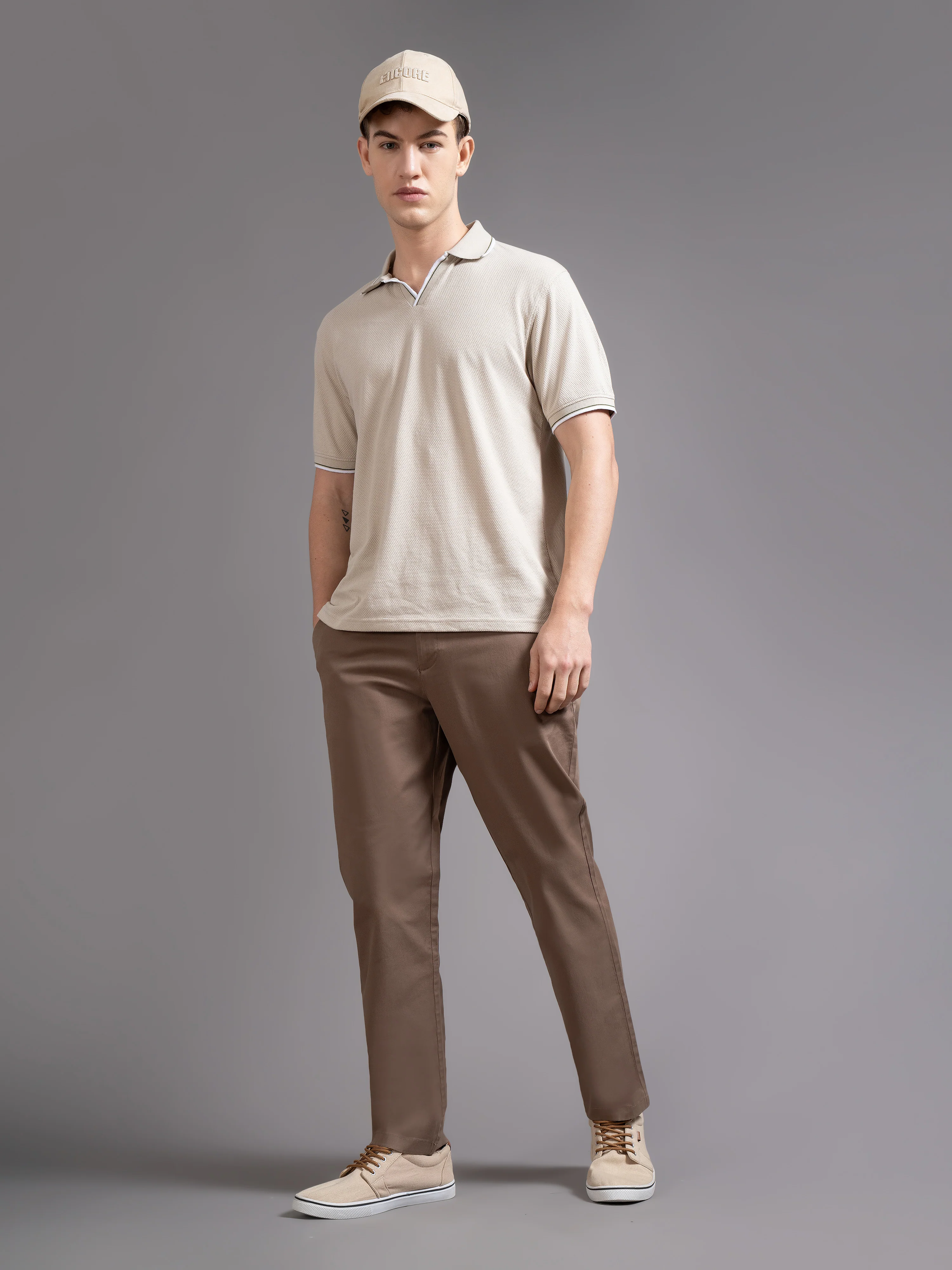 Men Brown Smart Slim Fit Chinos - Image 2