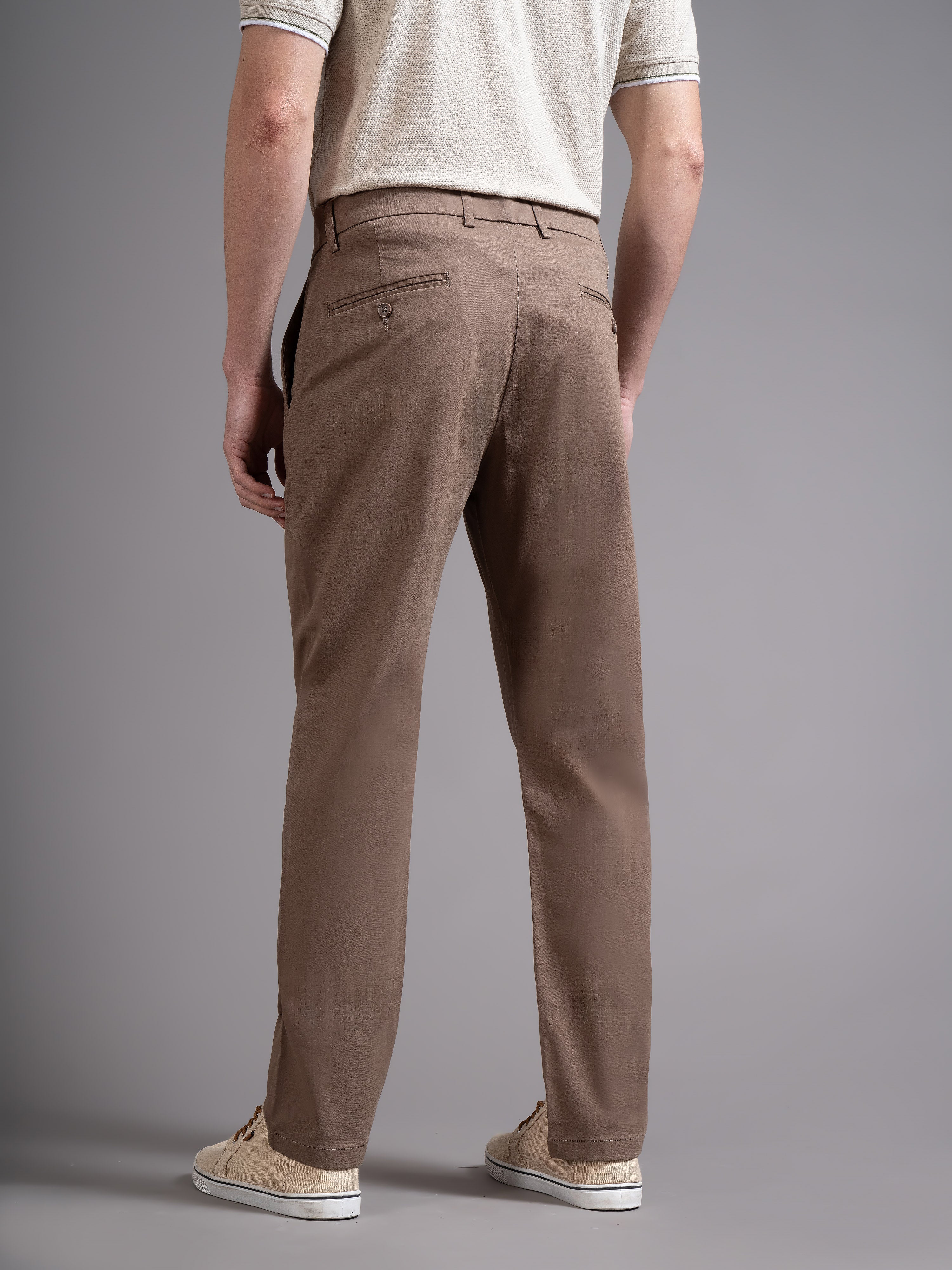Men Brown Smart Slim Fit Chinos - Image 4