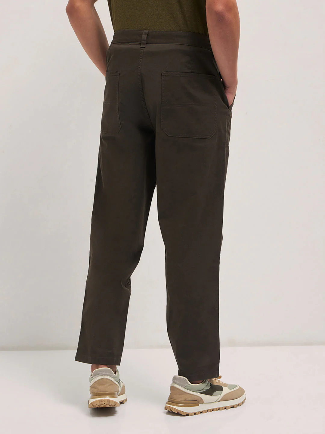 Men Brown Solid Casual Chino Trouser - Image 2