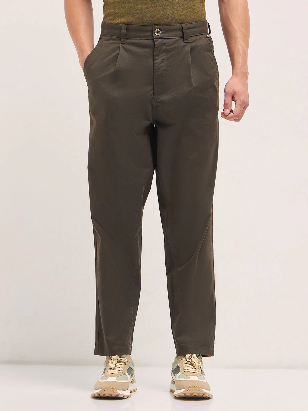 Men Brown Solid Casual Chino Trouser - Image 7