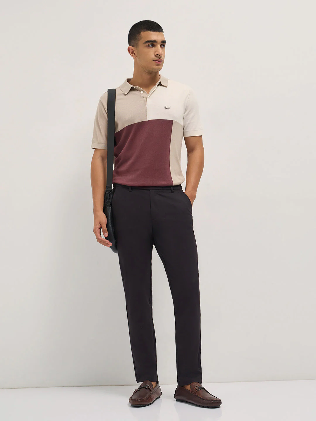 Men Brown Solid Polyester Blend Slim Fit Formal Trousers - Image 4