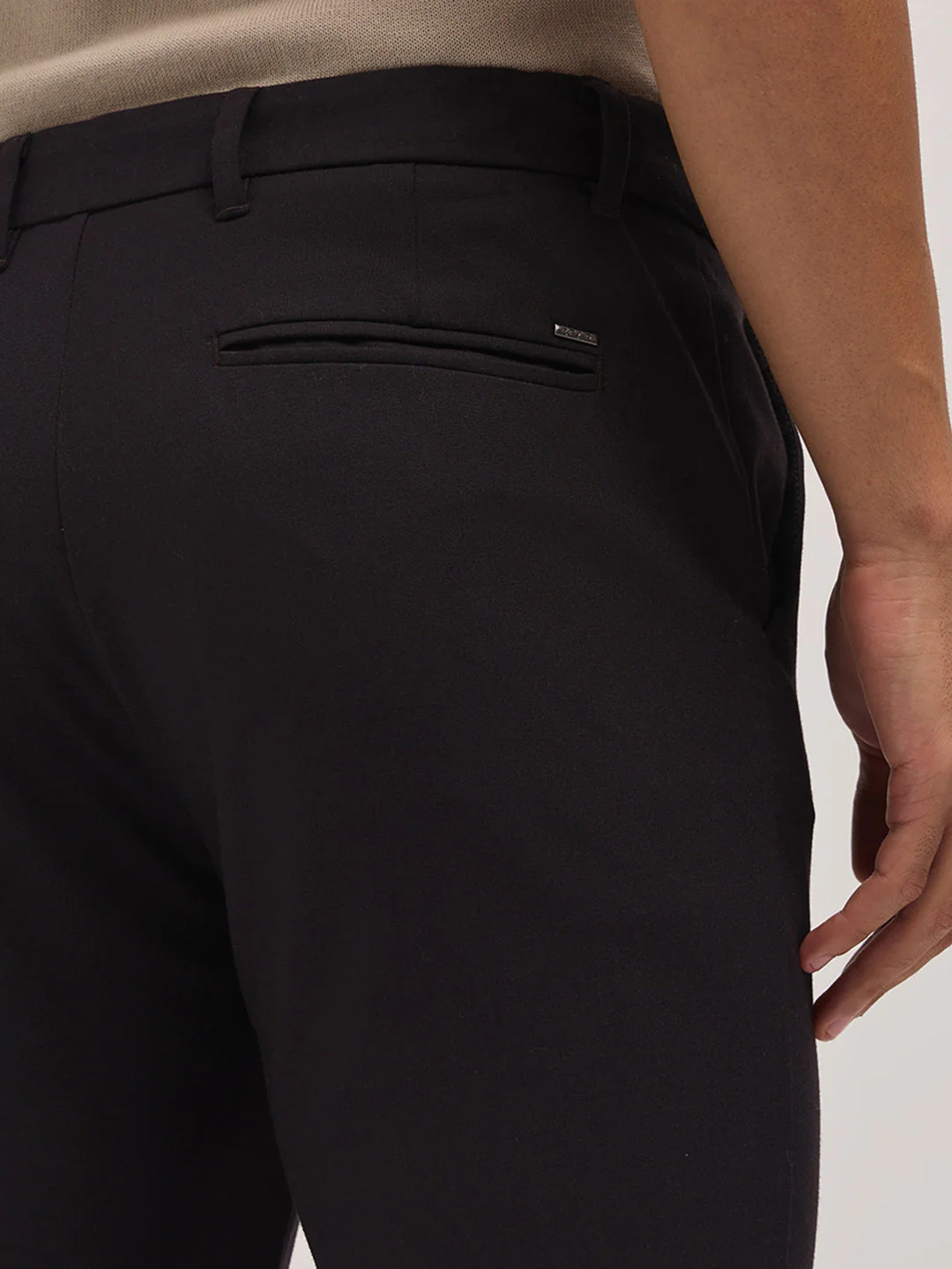 Men Brown Solid Polyester Blend Slim Fit Formal Trousers - Image 6