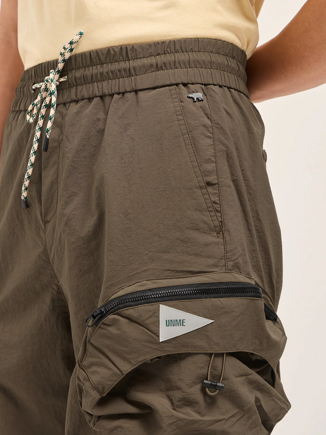 Men Brown Solid Polyester Cargo Shorts - Image 5