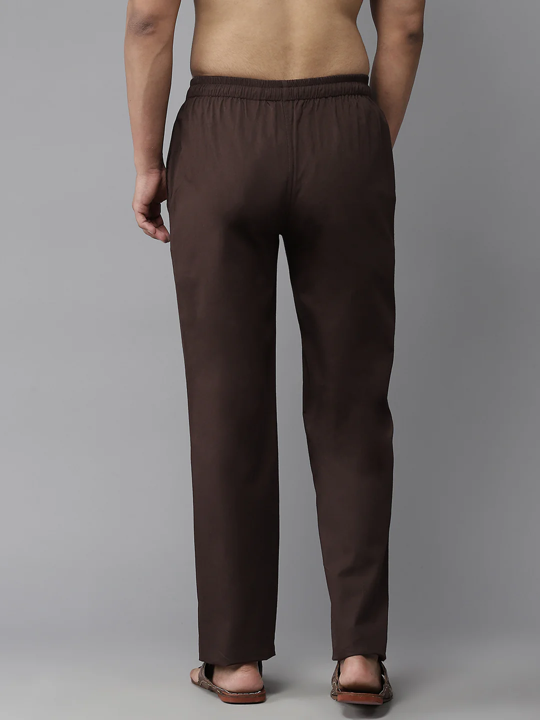 Men Brown Solid Pyjamas - Image 3