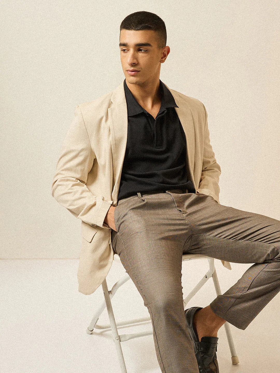 Men Brown Solid Regular Fit Formal Trouser
