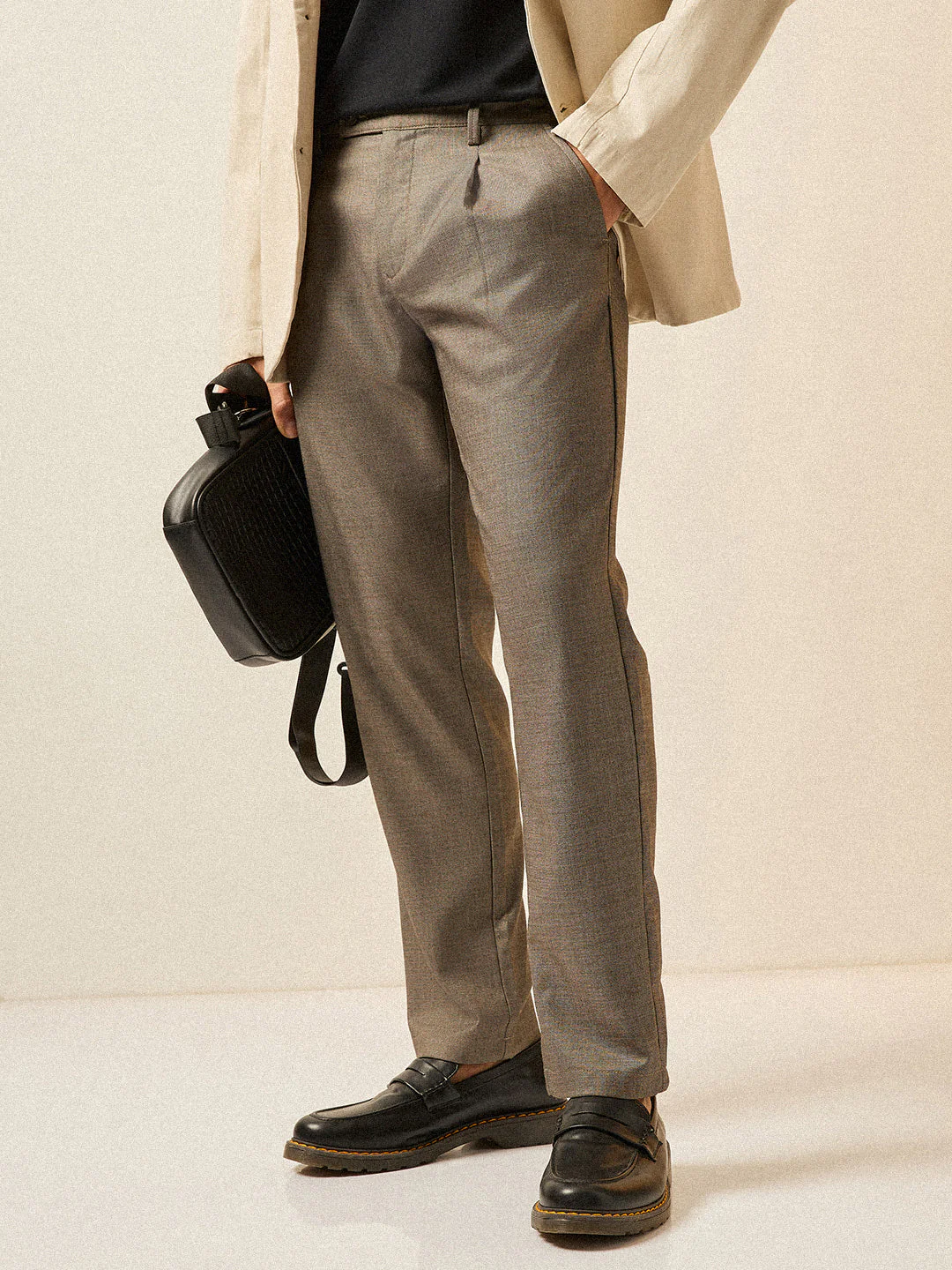 Men Brown Solid Regular Fit Formal Trouser - Image 2