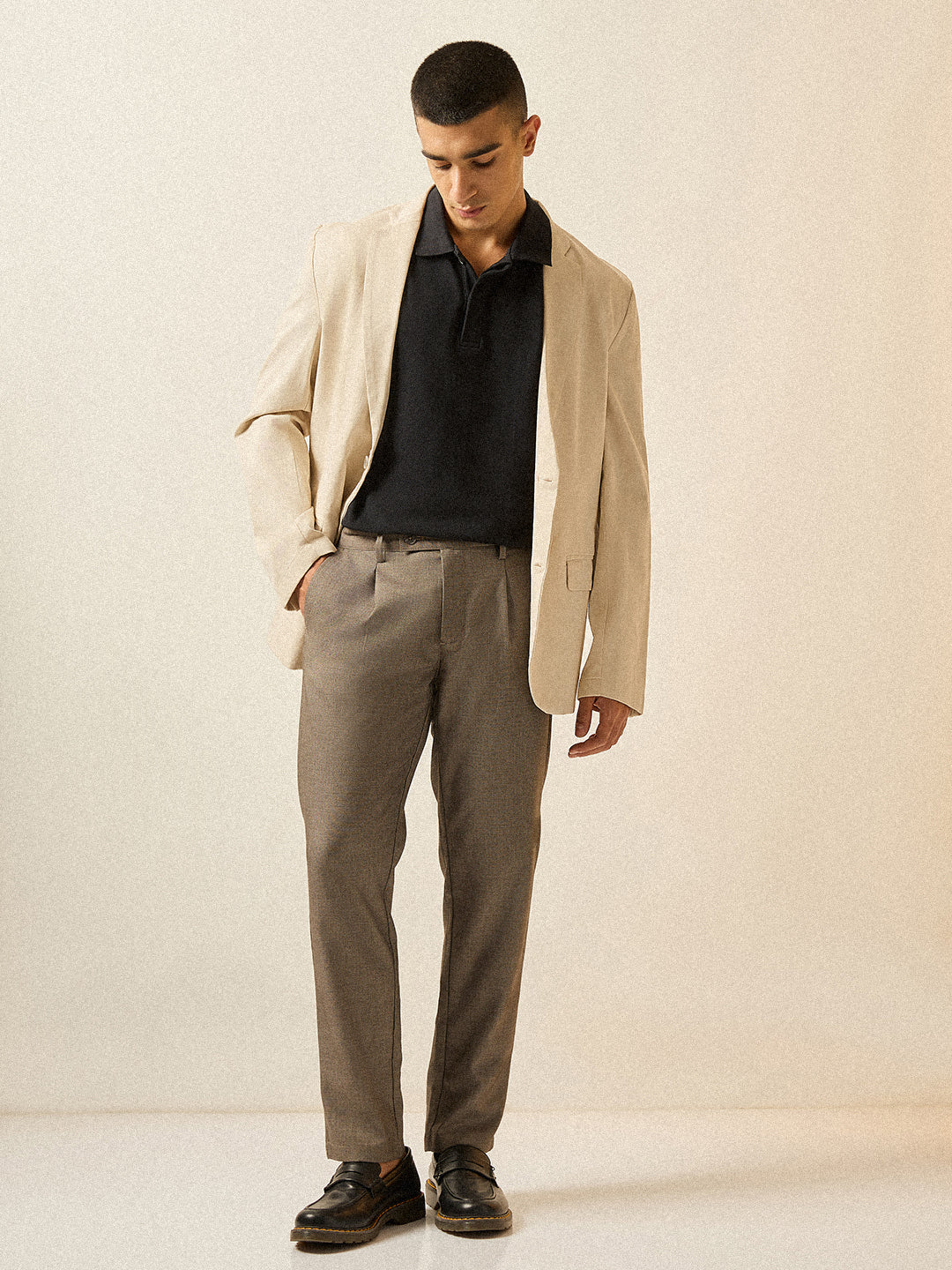 Men Brown Solid Regular Fit Formal Trouser - Image 5