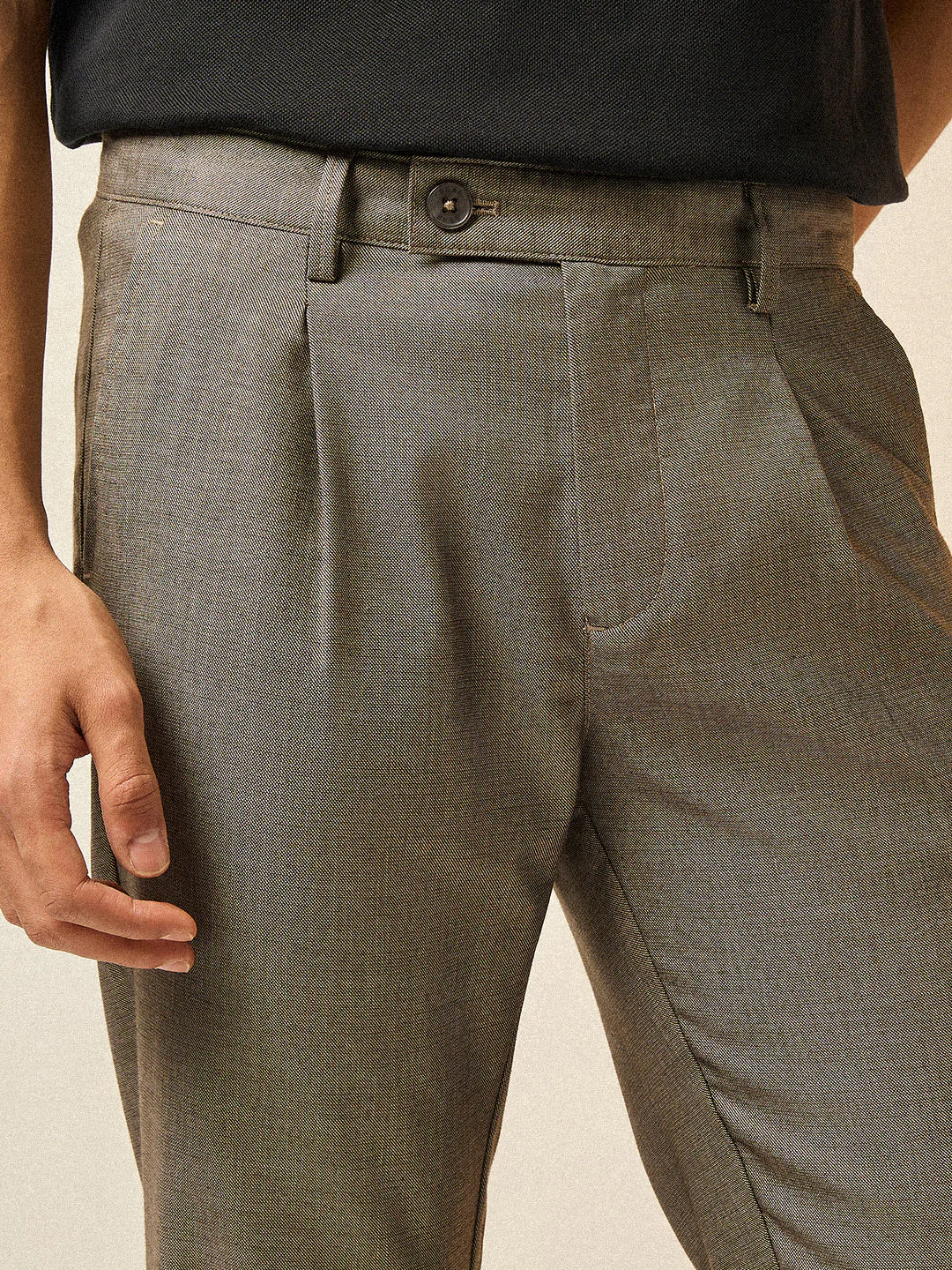Men Brown Solid Regular Fit Formal Trouser - Image 6